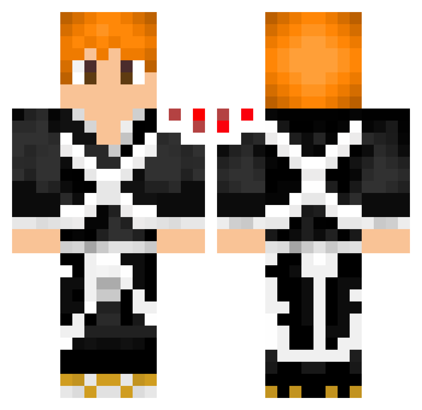 L0Tox Minecraft skin, front and back view