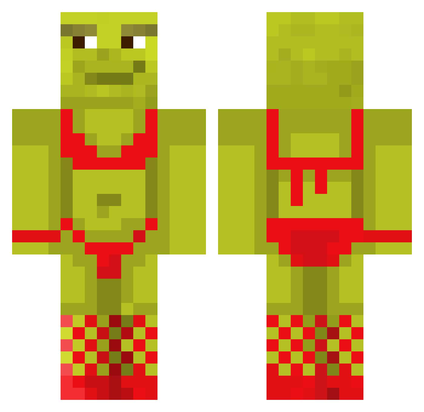 Shrimpcrayfish Minecraft skin, front and back view