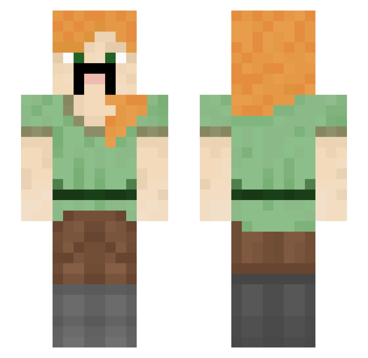Ubag Minecraft skin, front and back view