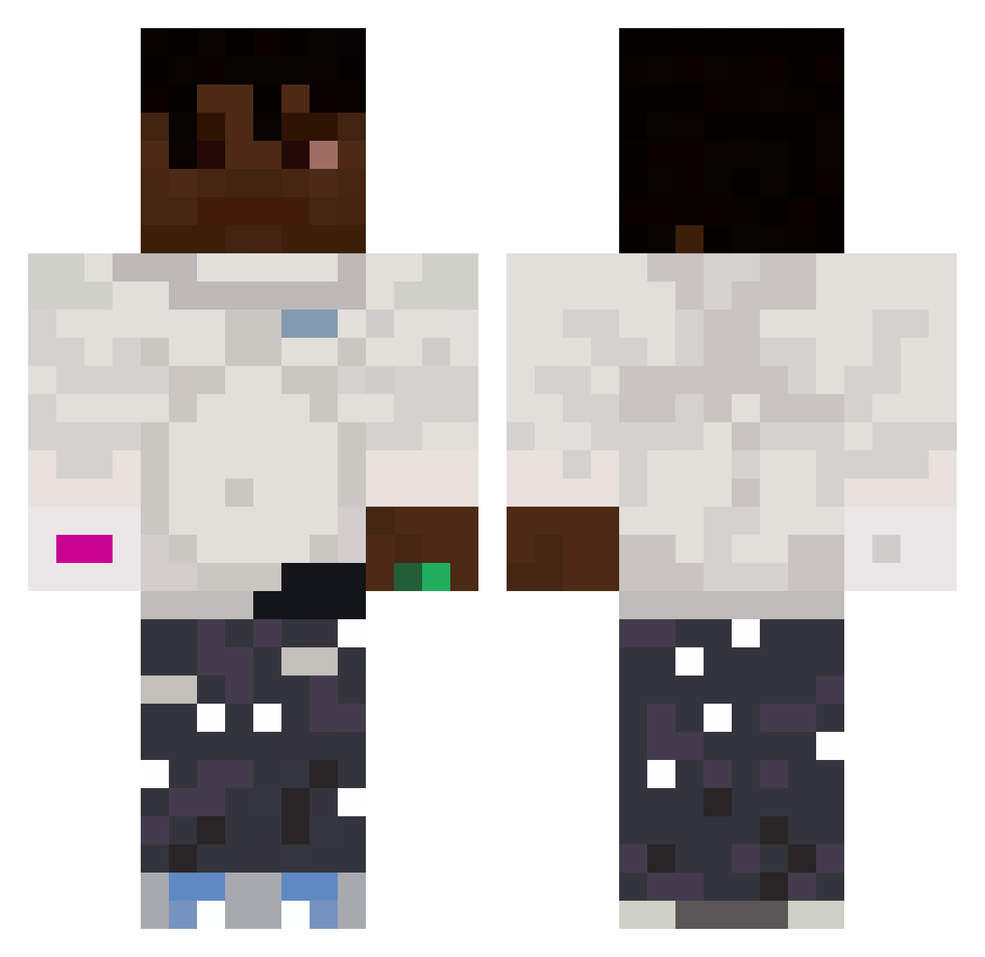 FakeBalenciaga Minecraft skin, front and back view