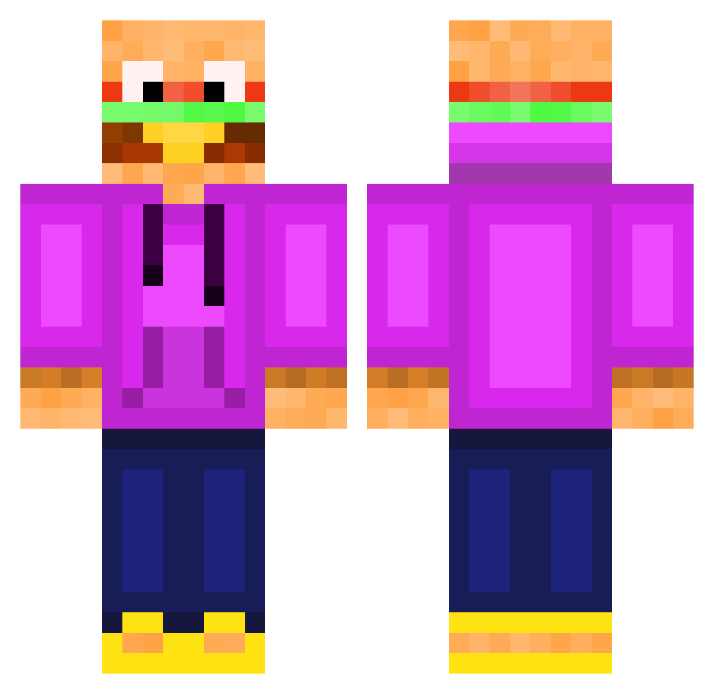 Fo_oD Minecraft skin, front and back view