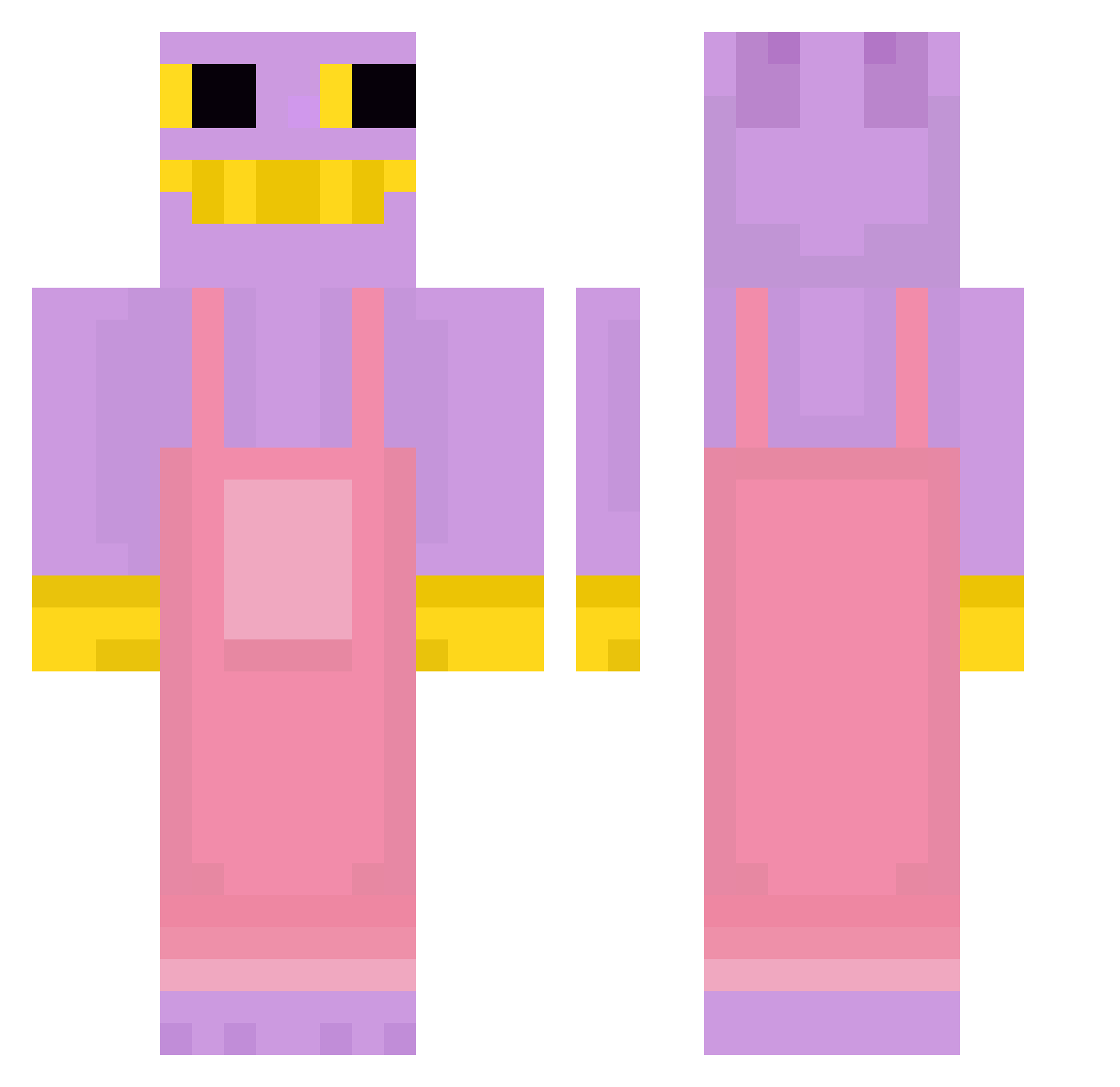 Polkem Minecraft skin, front and back view