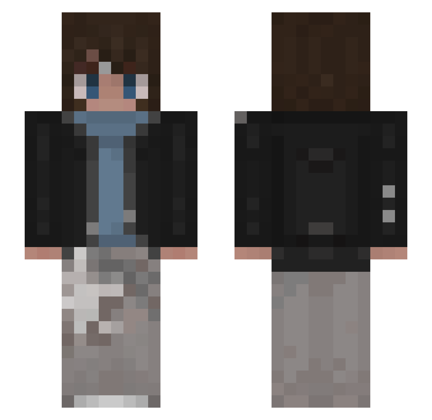 Zirhct Minecraft skin, front and back view