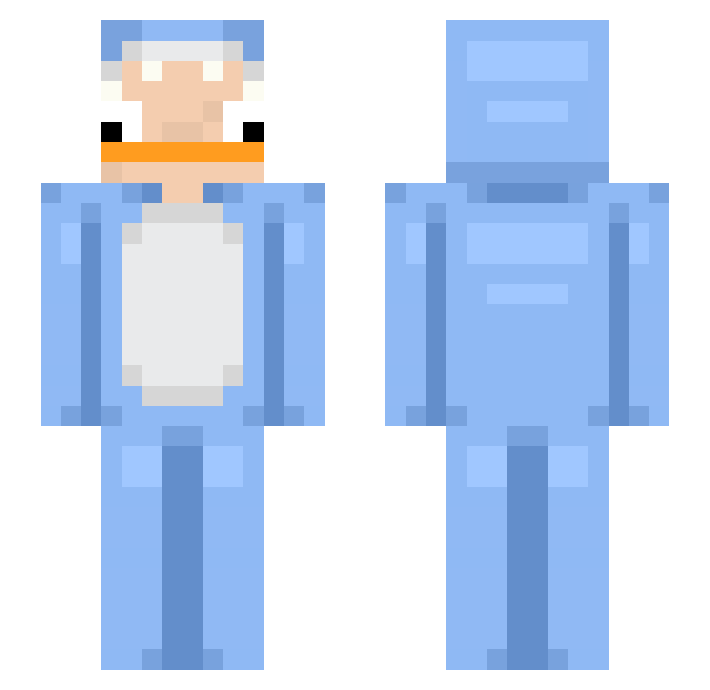 Erdnussallergie Minecraft skin, front and back view