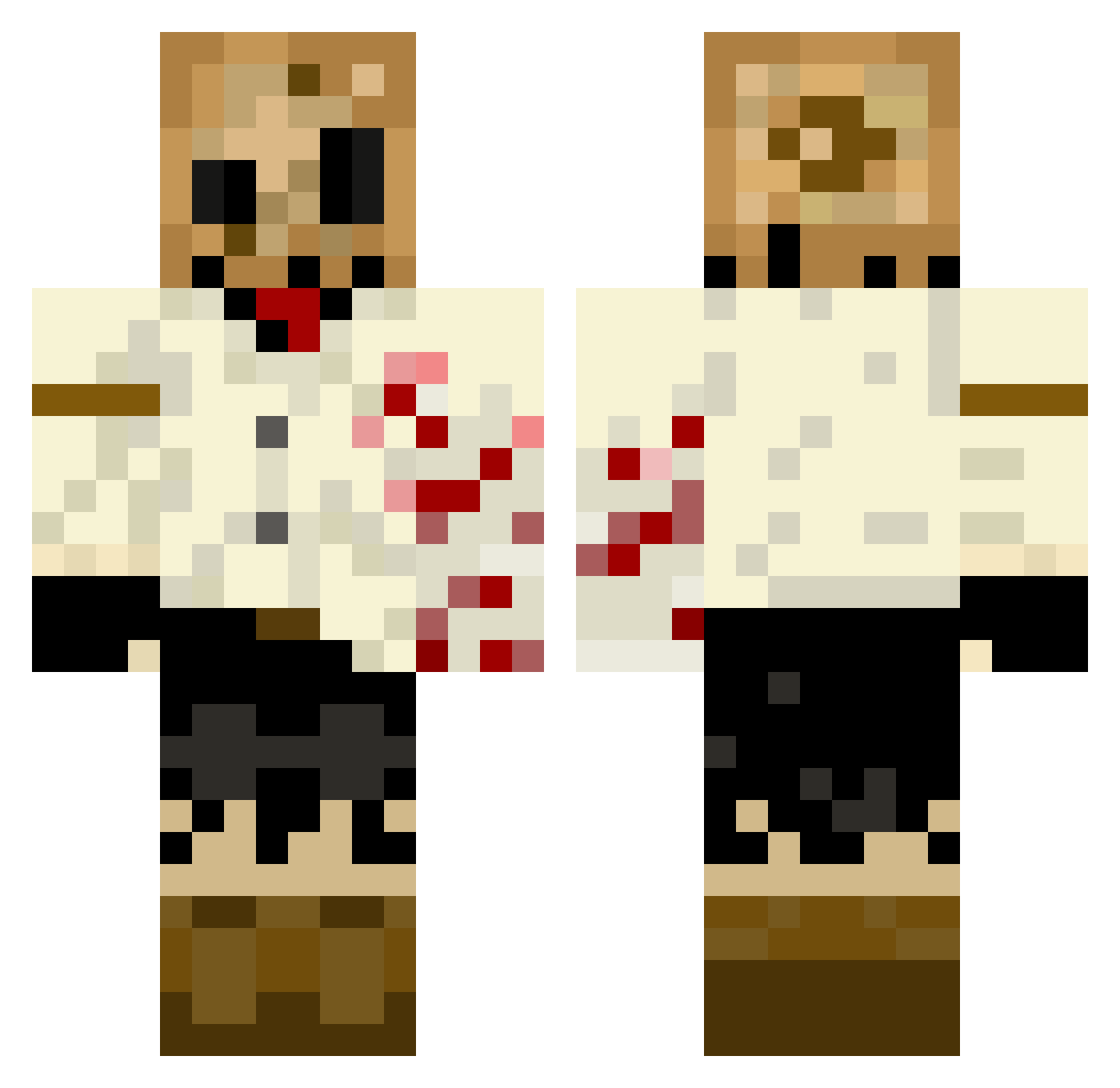 Mutat3r Minecraft skin, front and back view