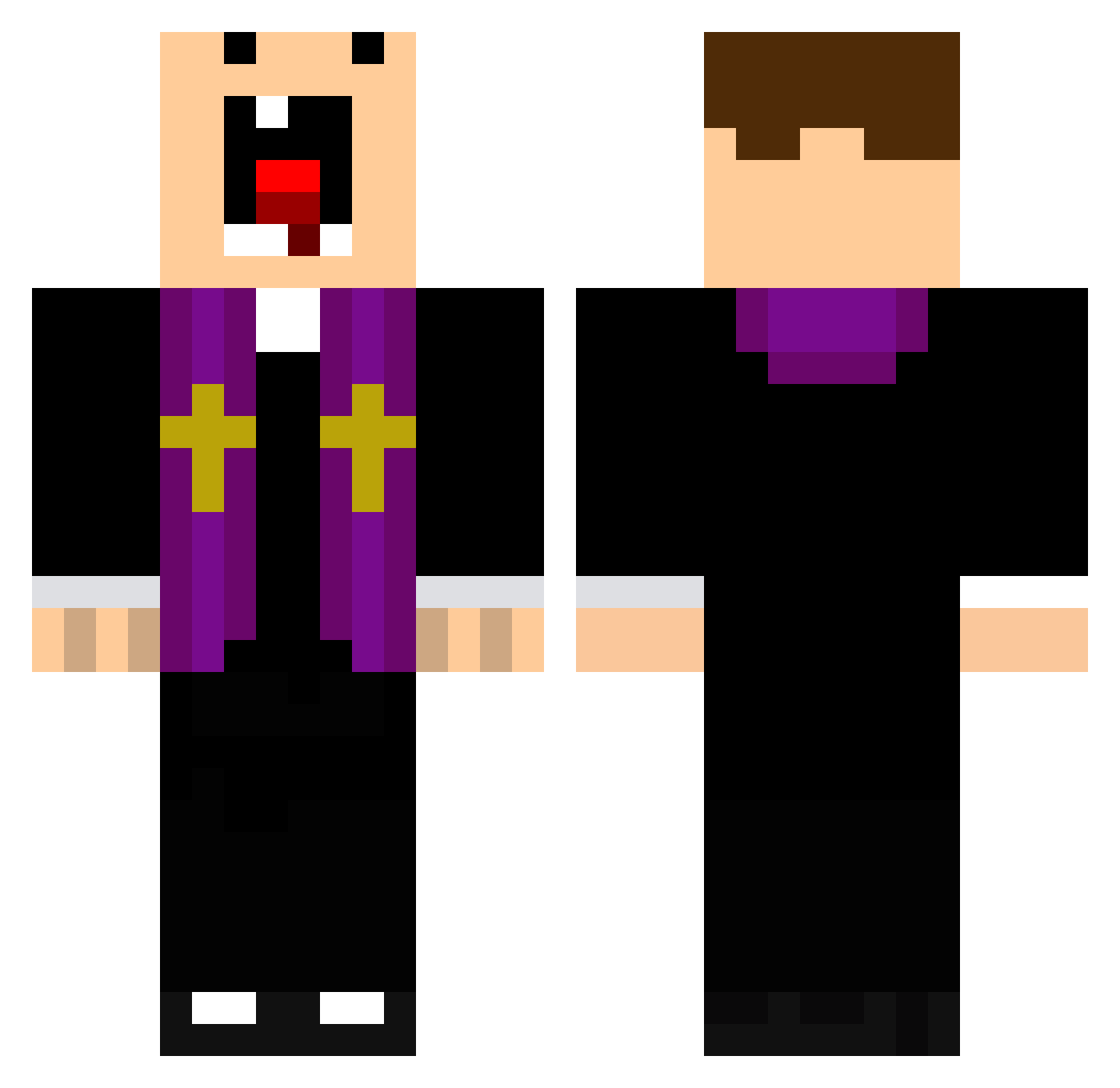 Nqrci Minecraft skin, front and back view