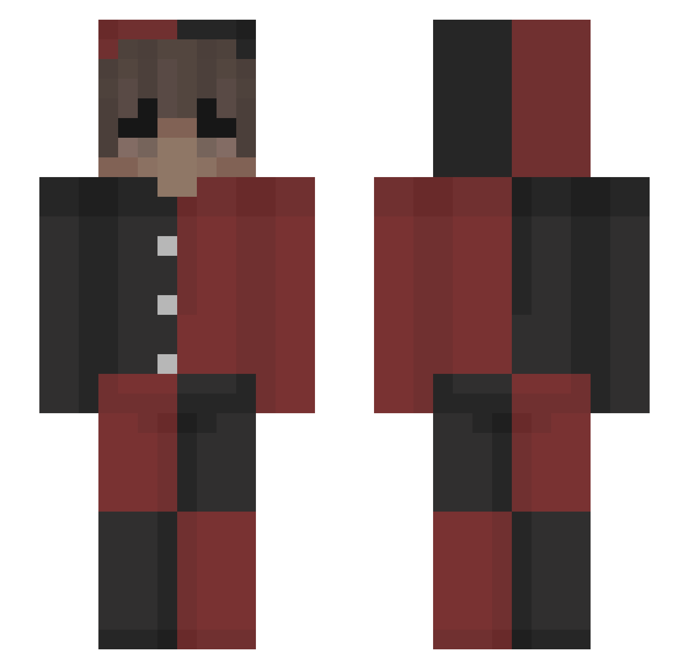 NotInMyCourtRoom Minecraft skin, front and back view