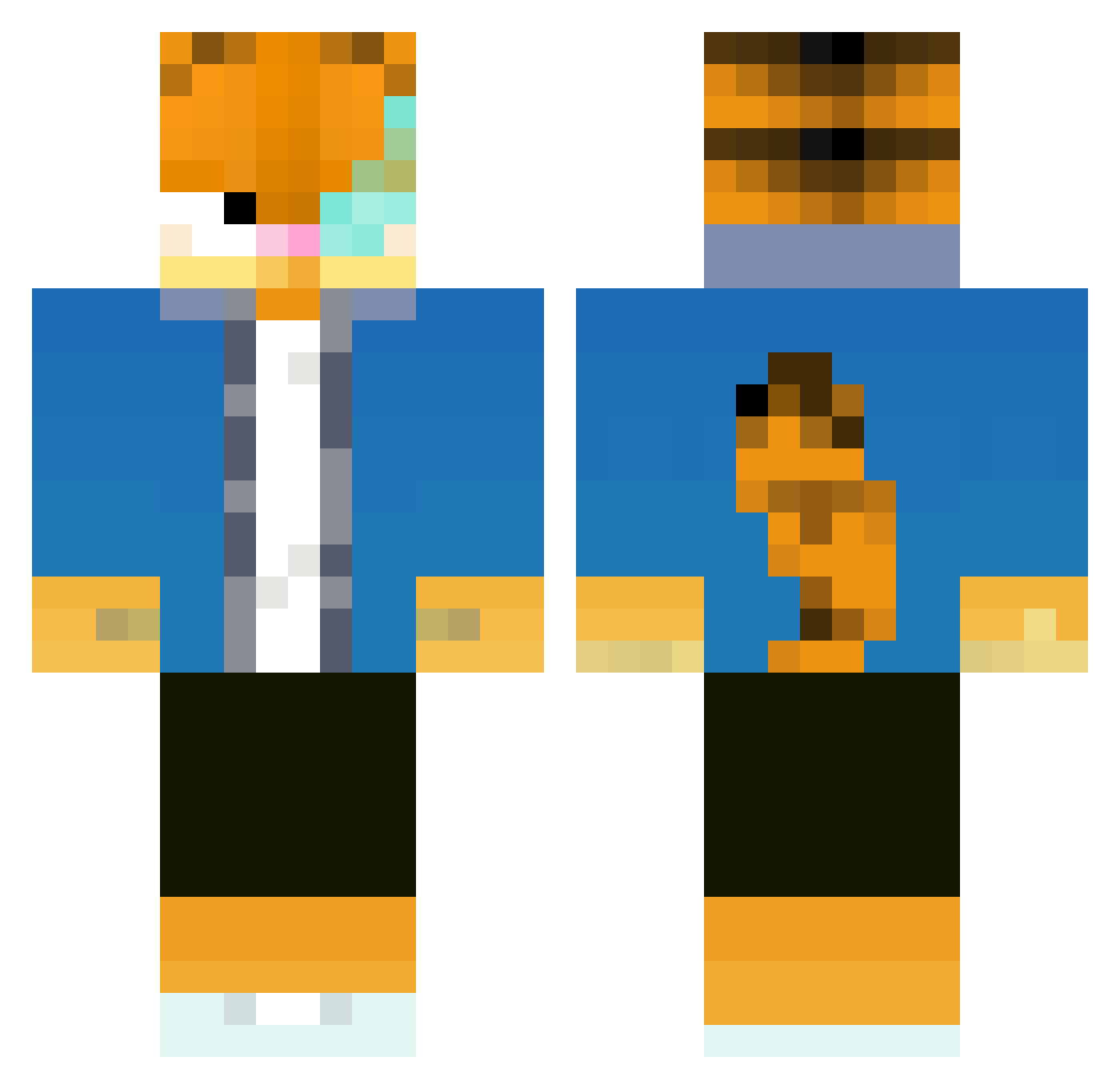 Waldo0 Minecraft skin, front and back view