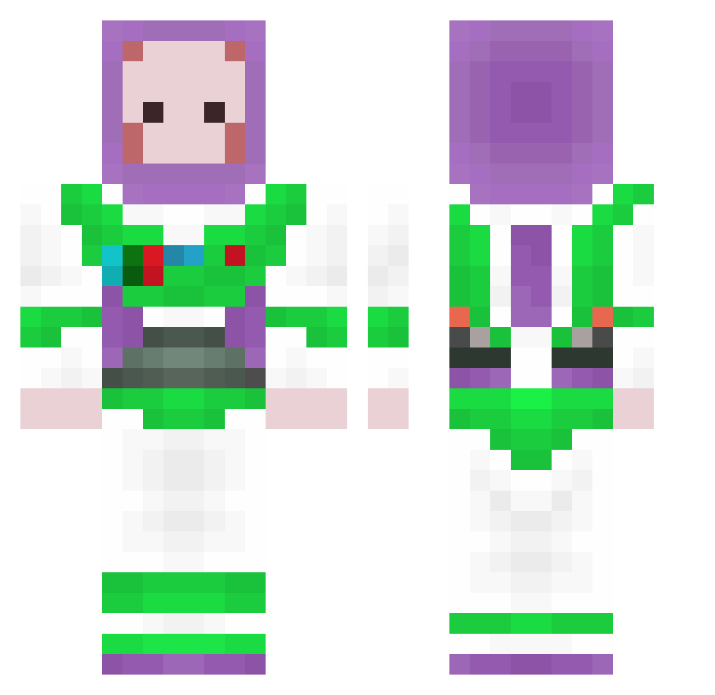 Hostages Minecraft skin, front and back view