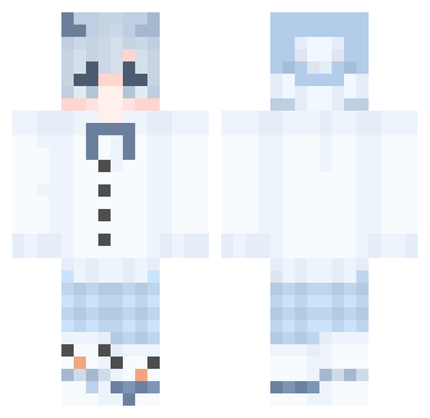 Trusting Minecraft skin, front and back view