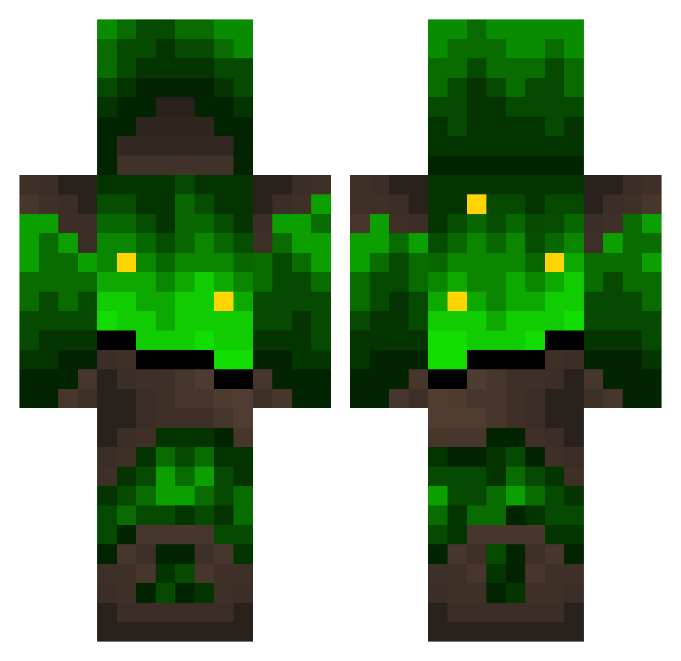 Flegis Minecraft skin, front and back view