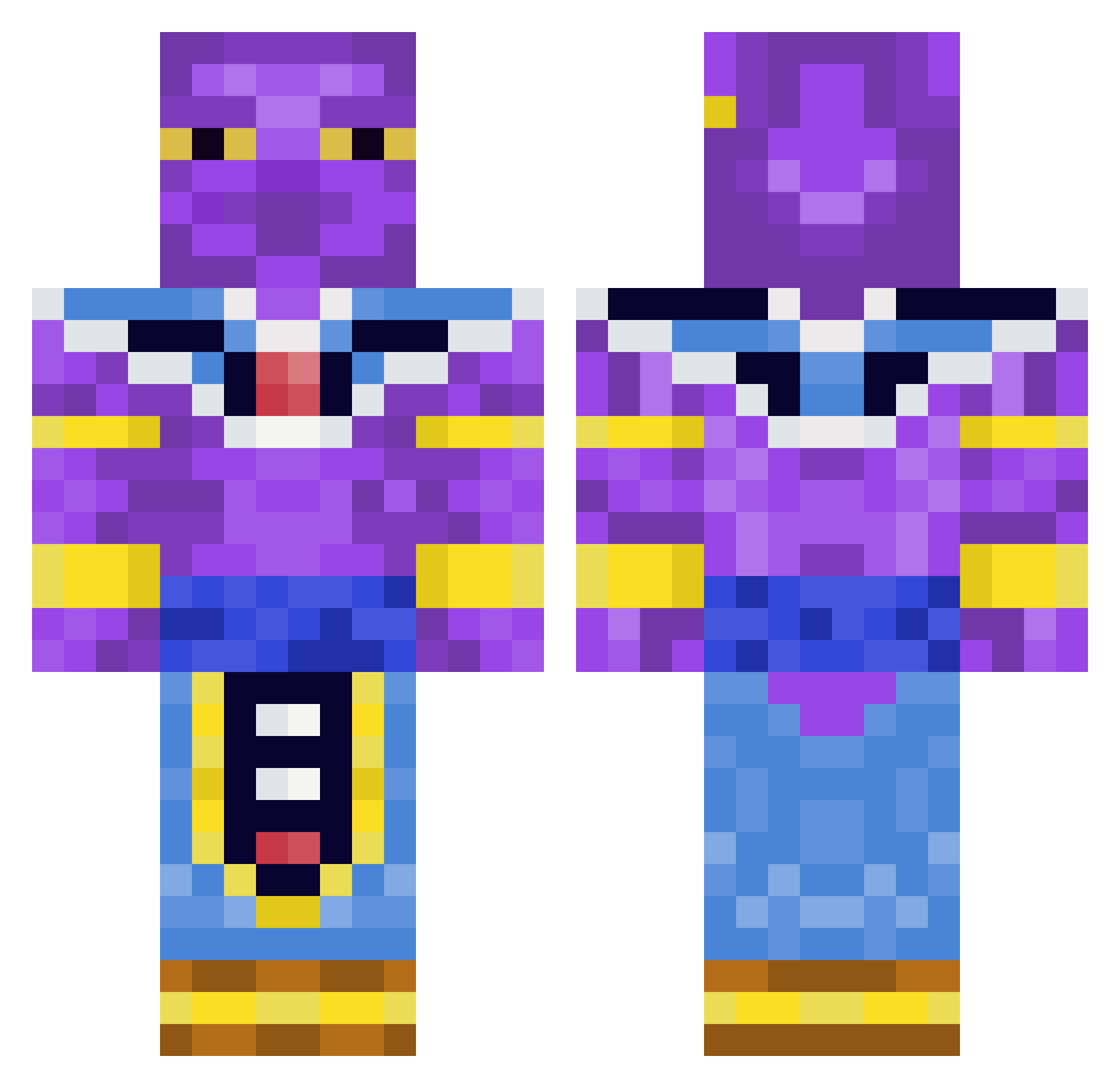 N0T1FY Minecraft skin, front and back view