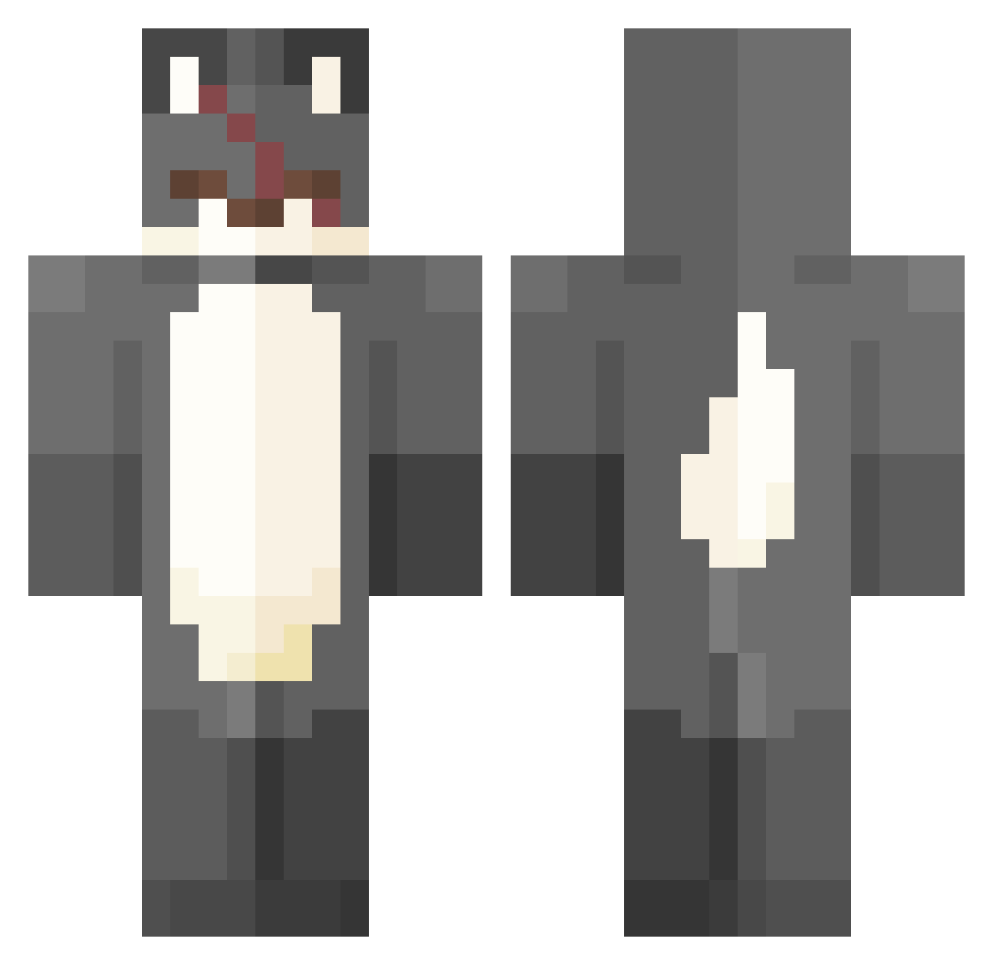 Morkn Minecraft skin, front and back view
