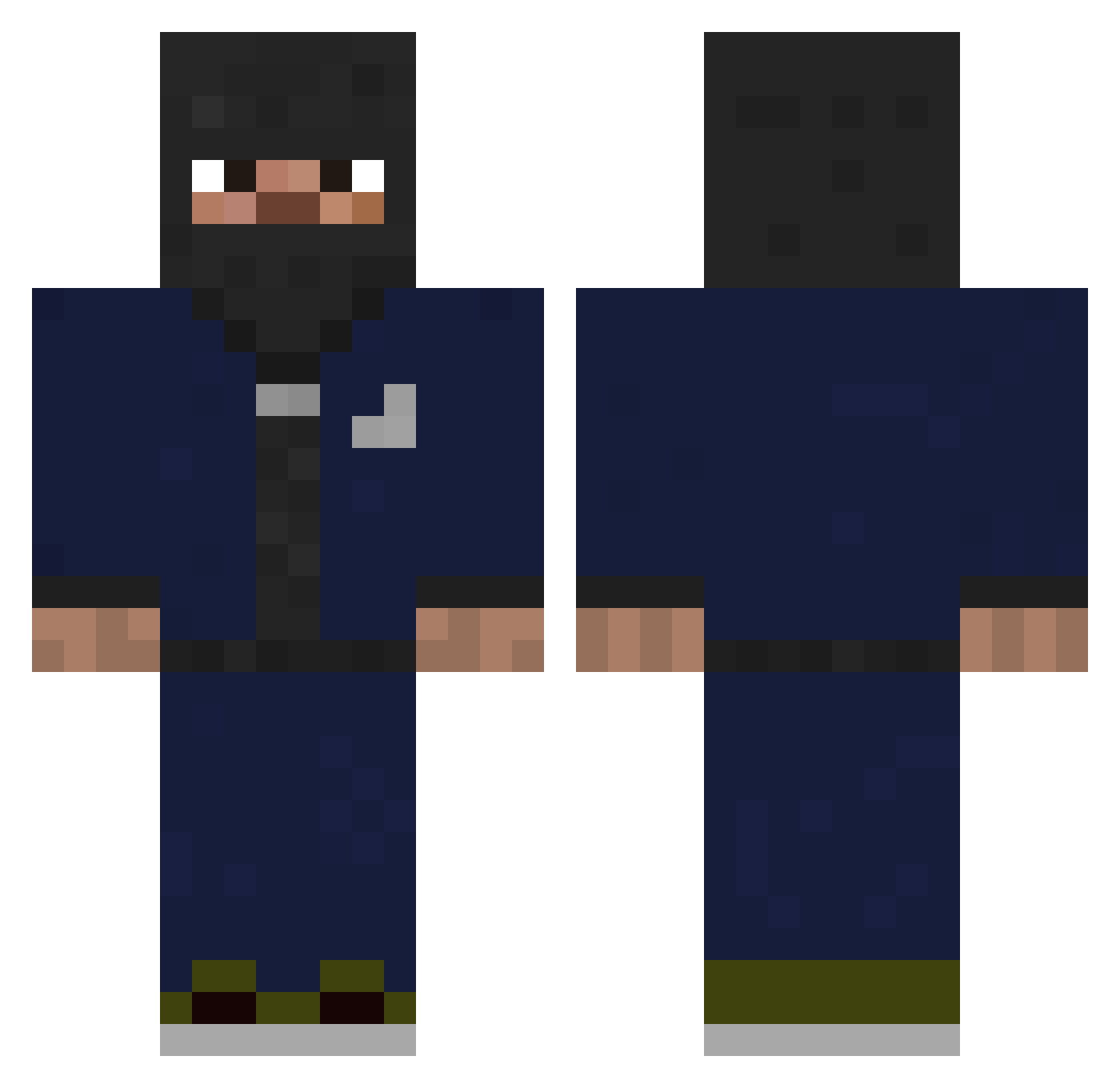 Deddrix Minecraft skin, front and back view