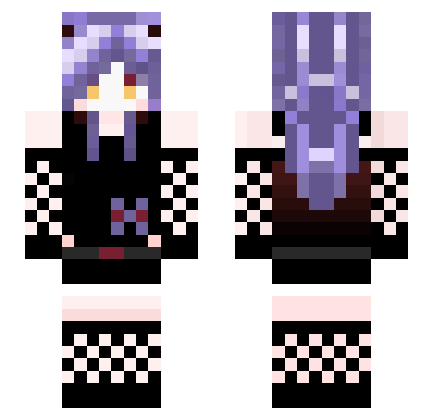 Nya4770 Minecraft skin, front and back view