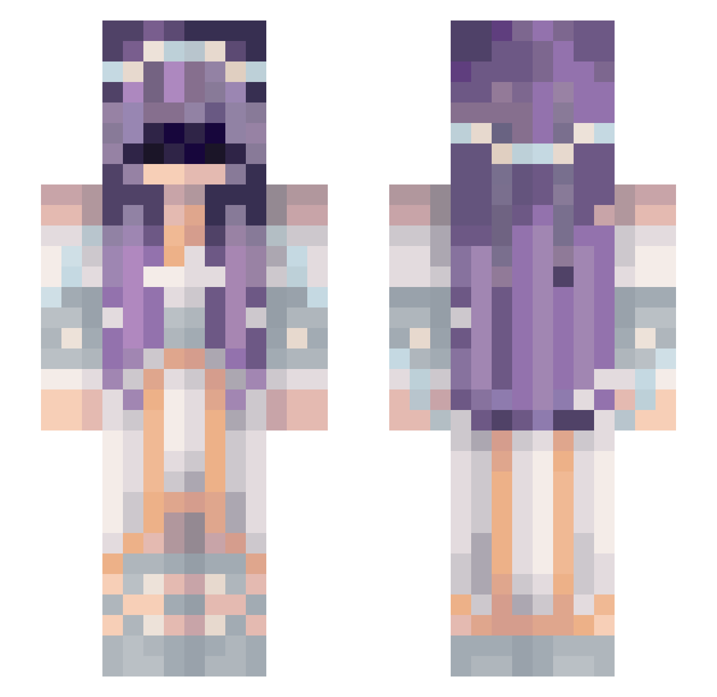 yuukipogg Minecraft skin, front and back view