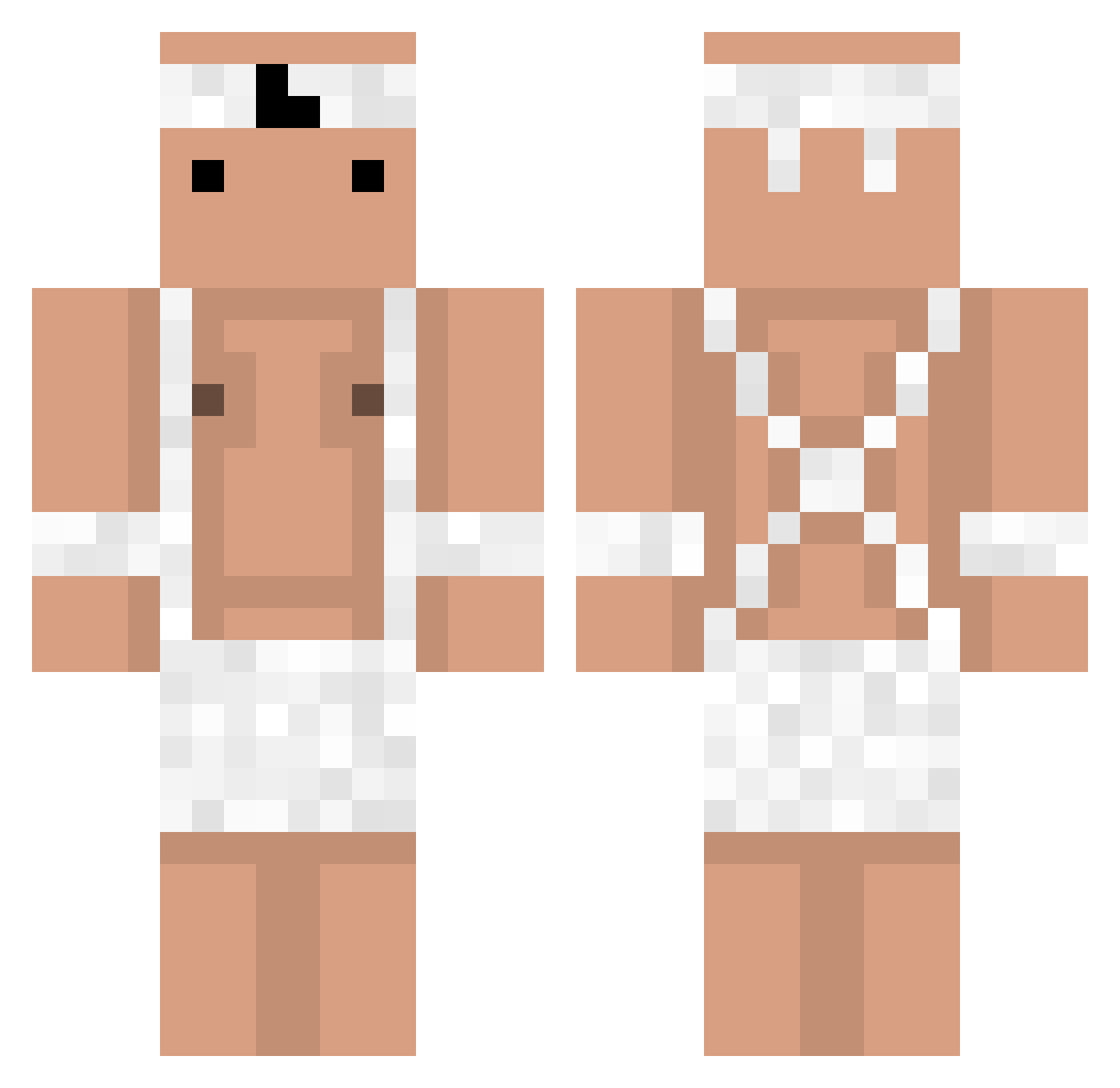 Transitioned Minecraft skin, front and back view