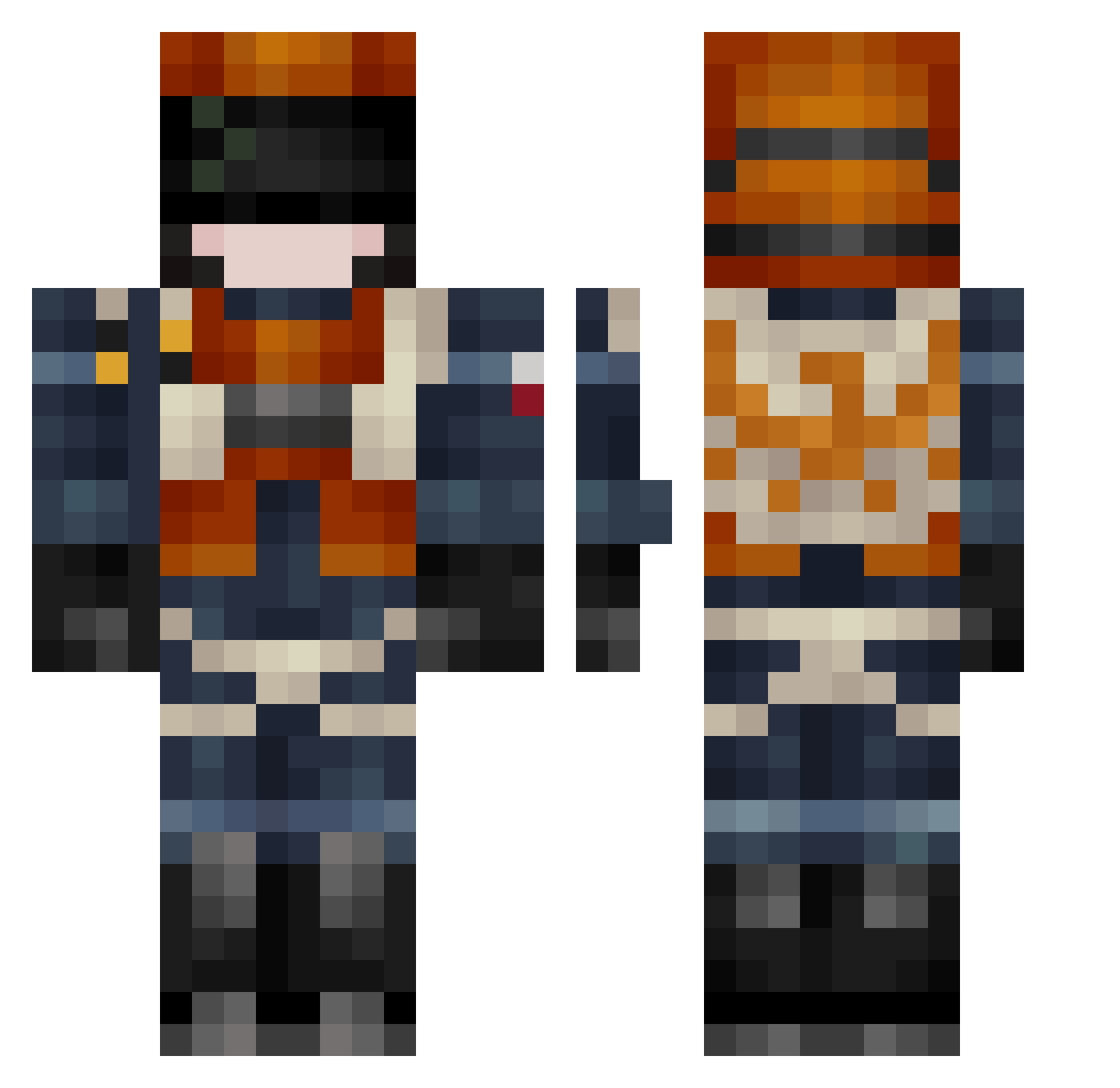 nimbleknight Minecraft skin, front and back view