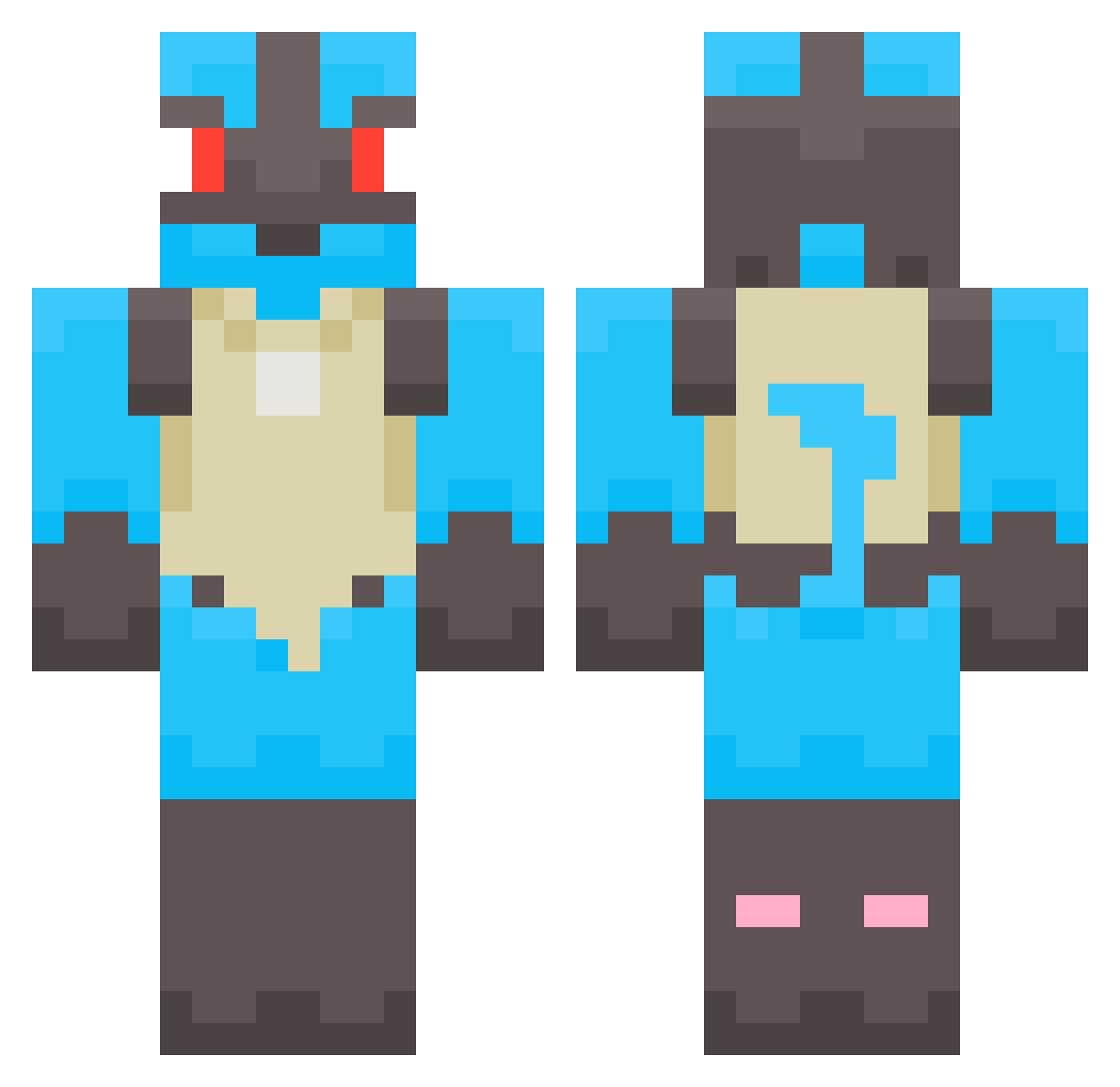 IAmBadAtBridge Minecraft skin, front and back view