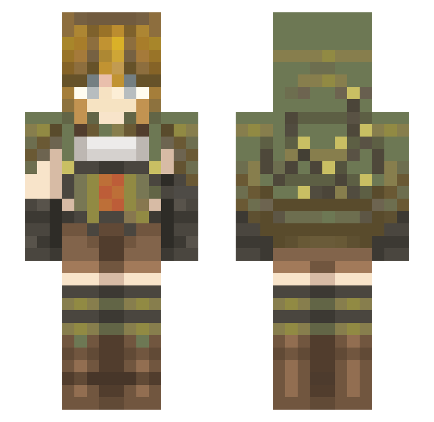Prwx Minecraft skin, front and back view