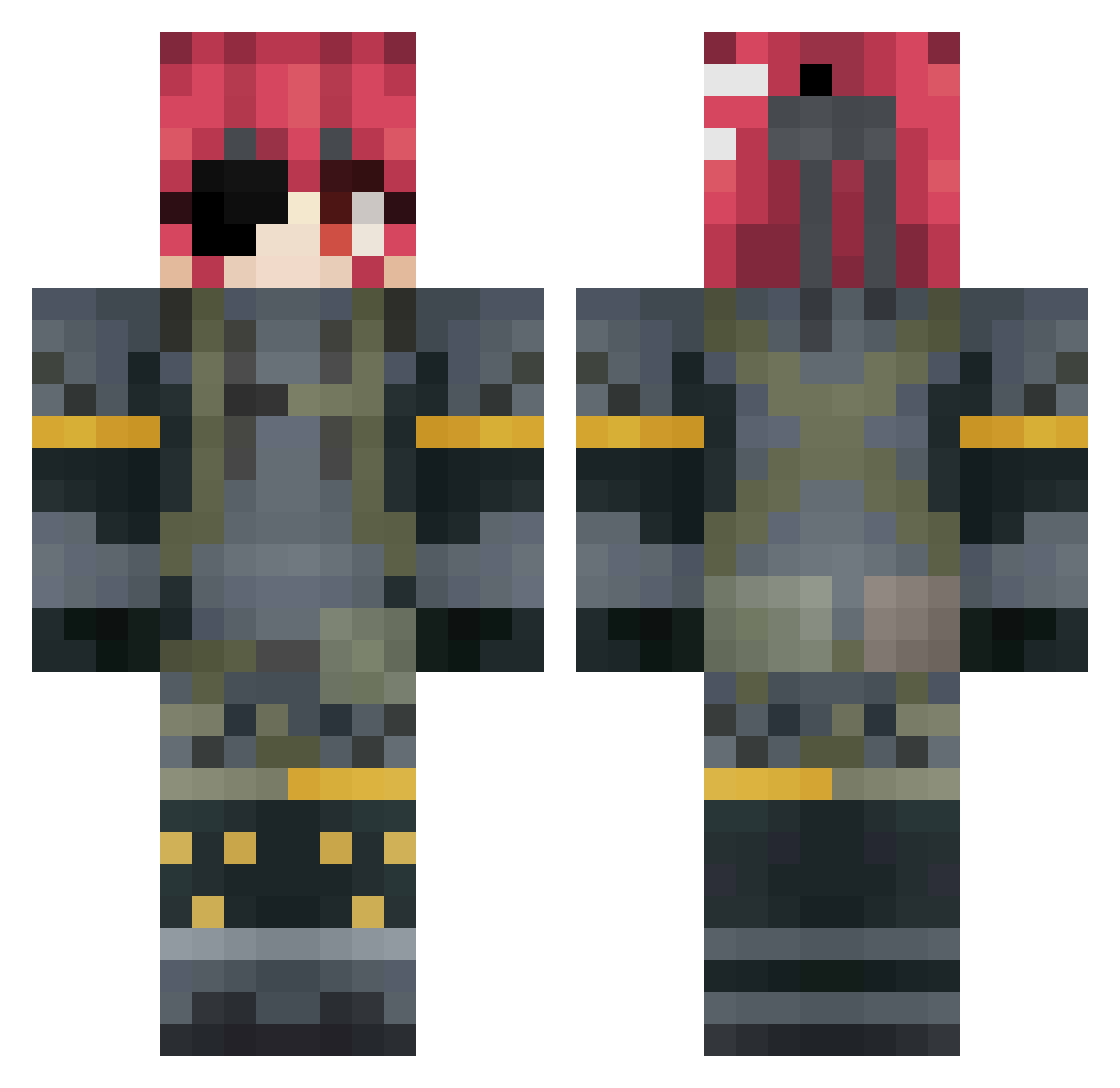 dotmot Minecraft skin, front and back view