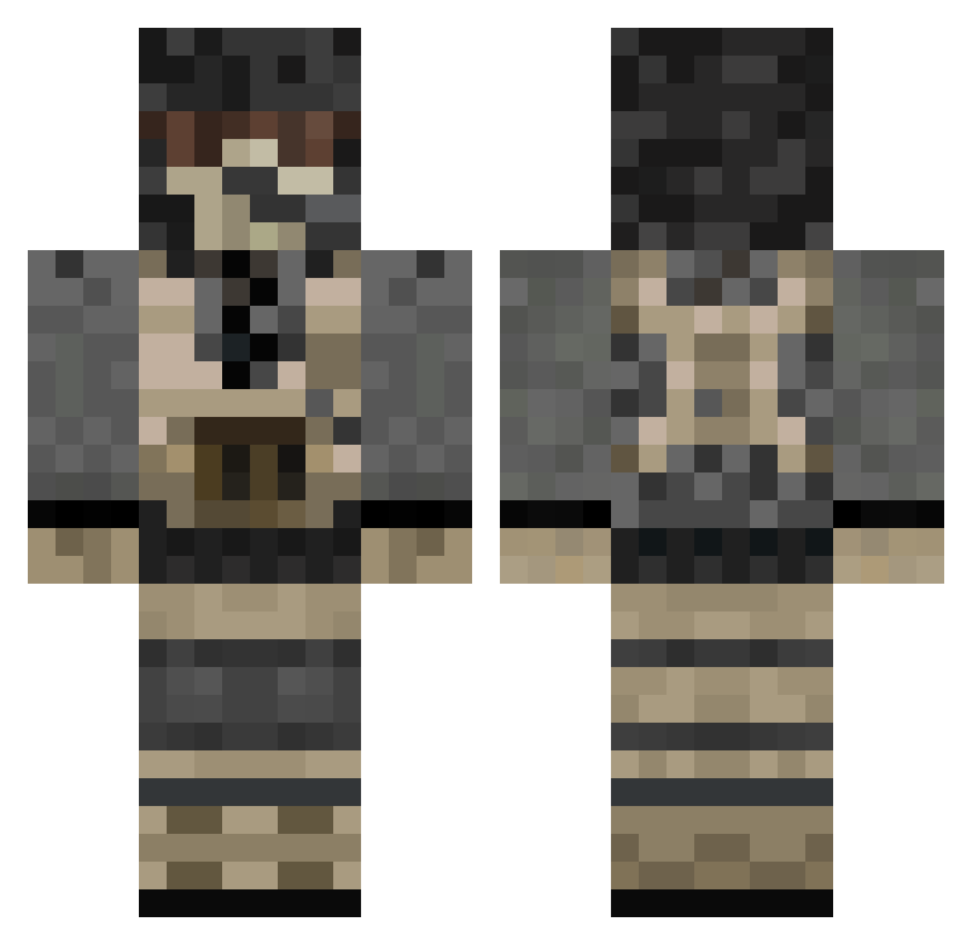 ratattackz Minecraft skin, front and back view