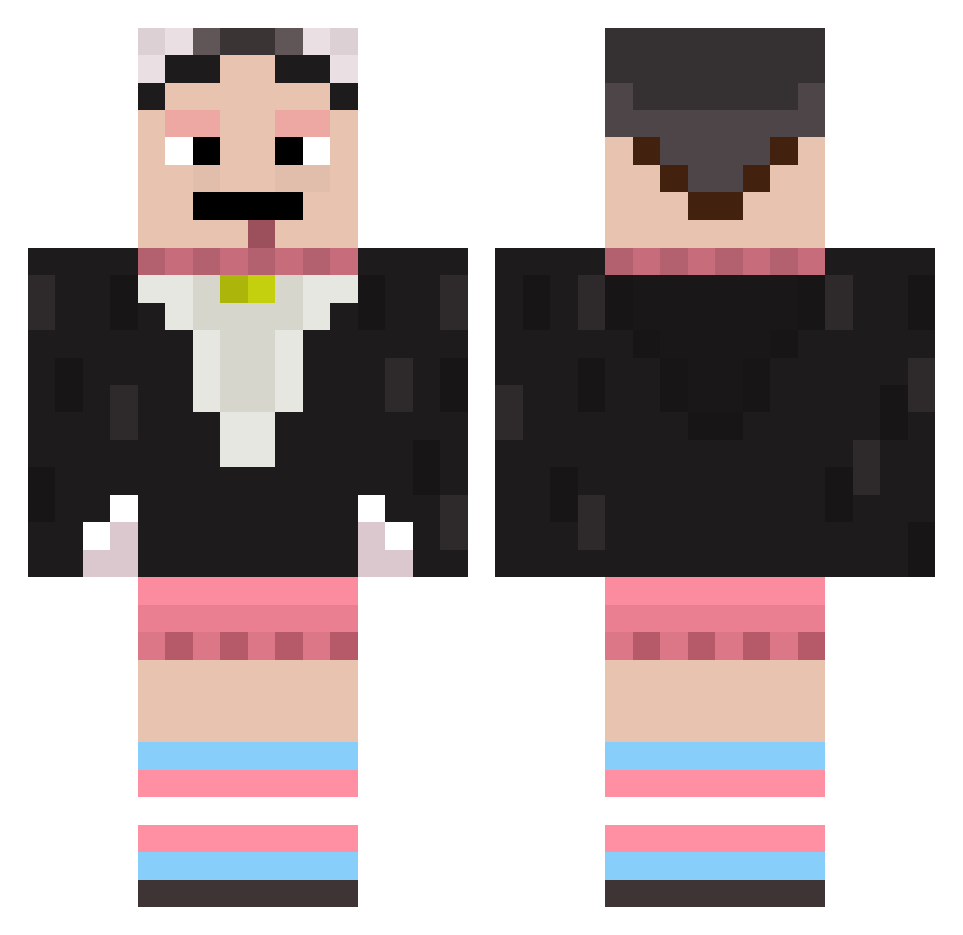 ElectrYT Minecraft skin, front and back view