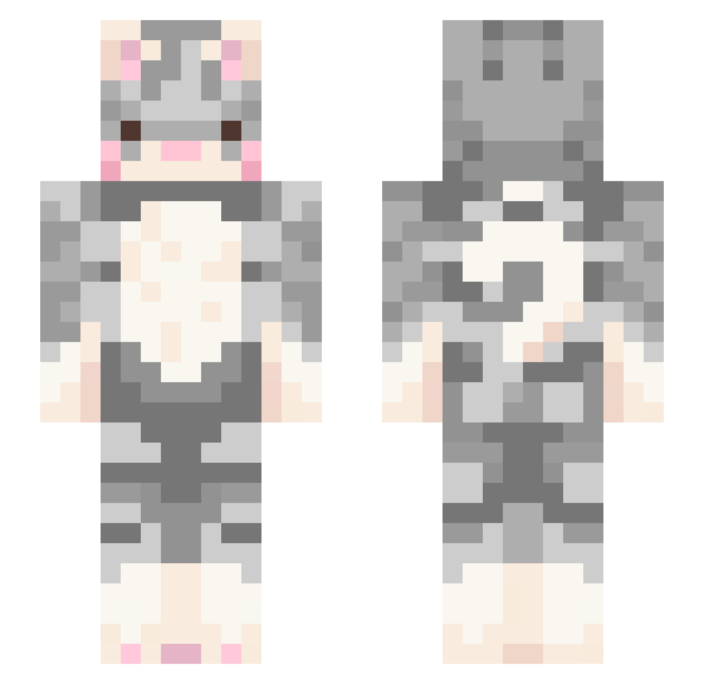 TheTrueJulia Minecraft skin, front and back view