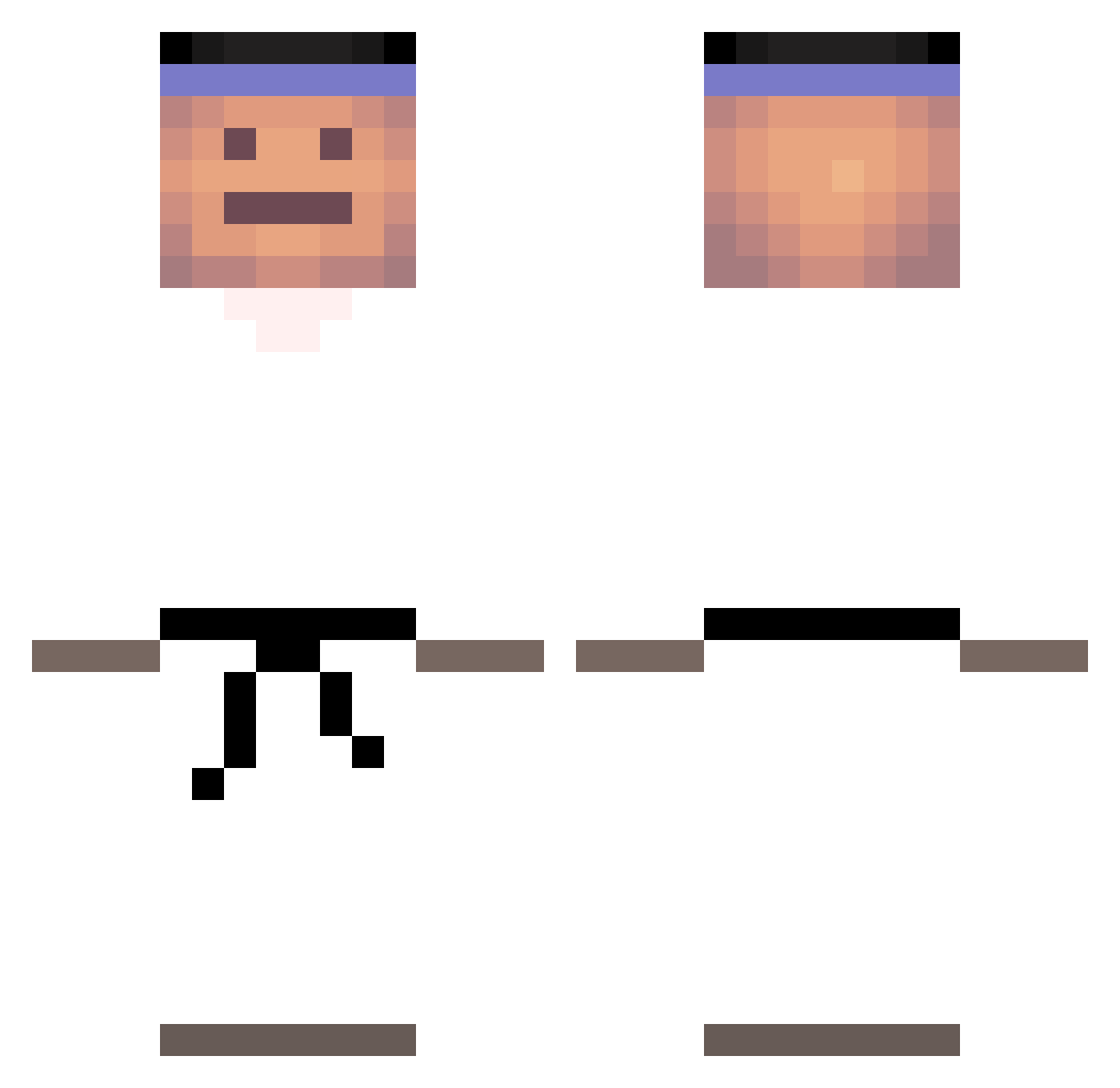 Meter86 Minecraft skin, front and back view