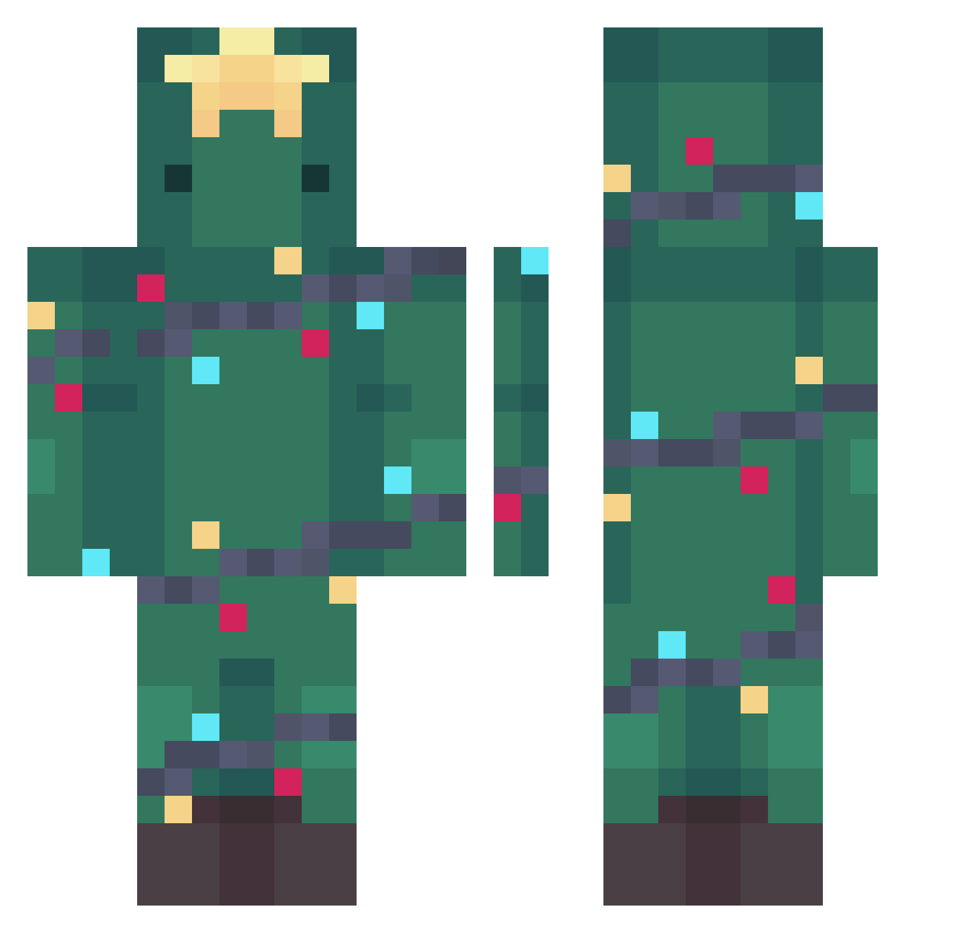 Dolphyno Minecraft skin, front and back view