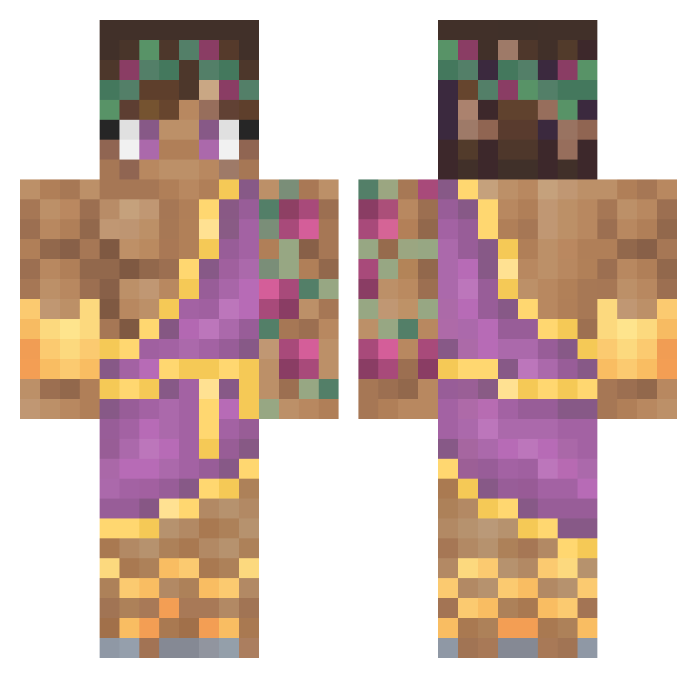 Bacchius Minecraft skin, front and back view