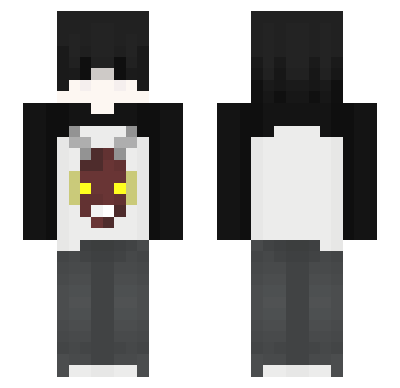 Zawwk Minecraft skin, front and back view