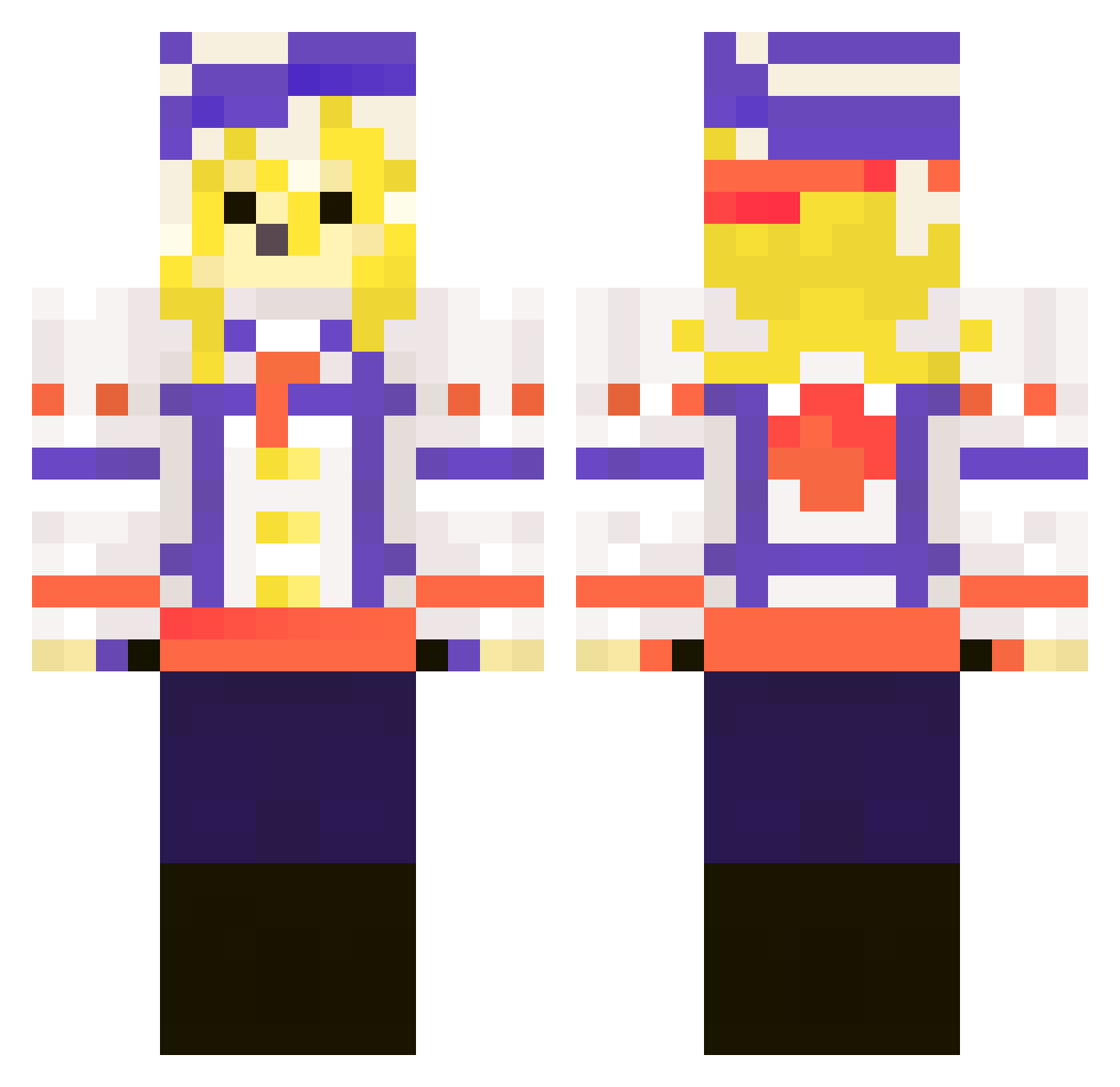 MxMole Minecraft skin, front and back view