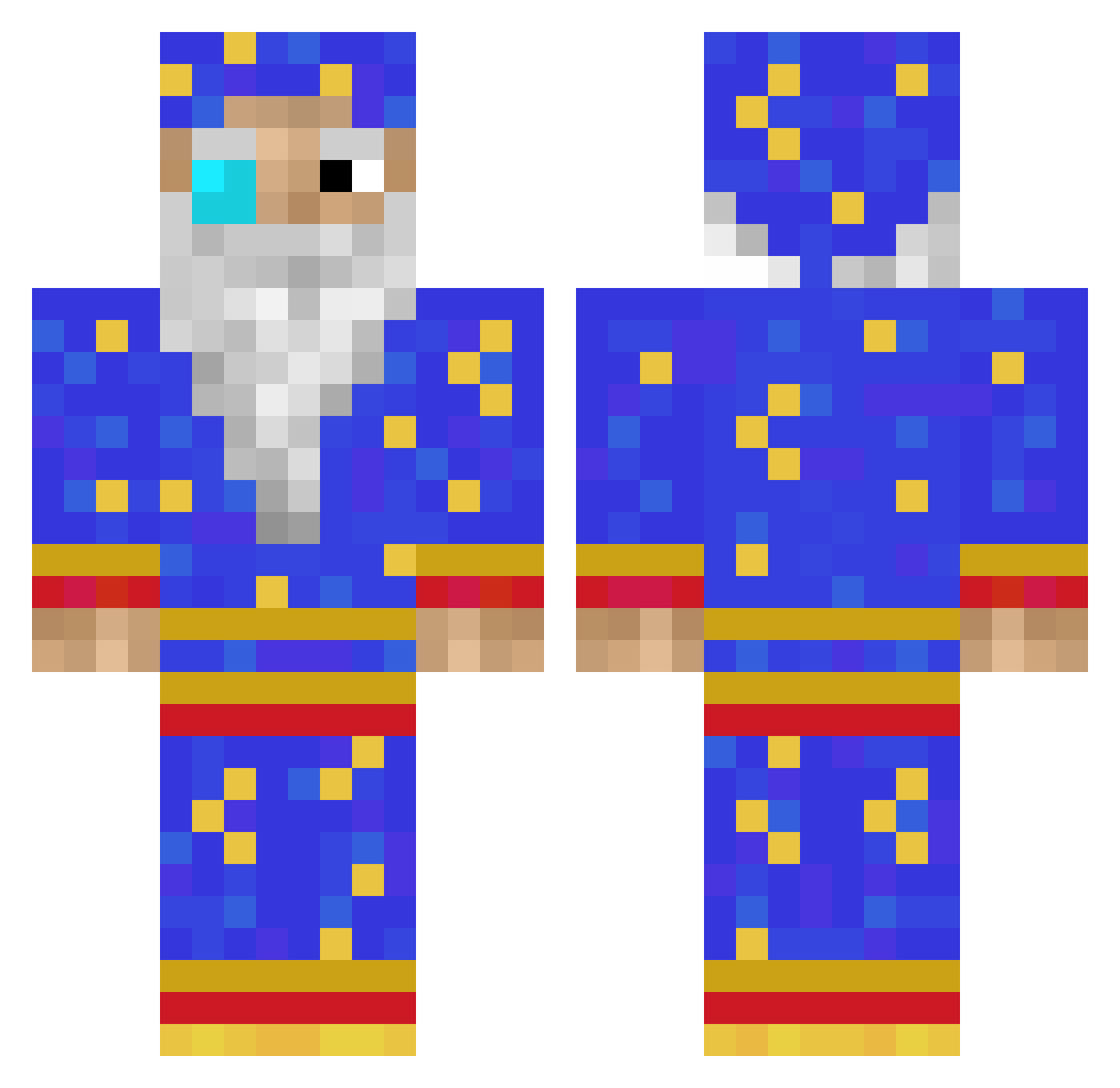 ConnorCx Minecraft skin, front and back view