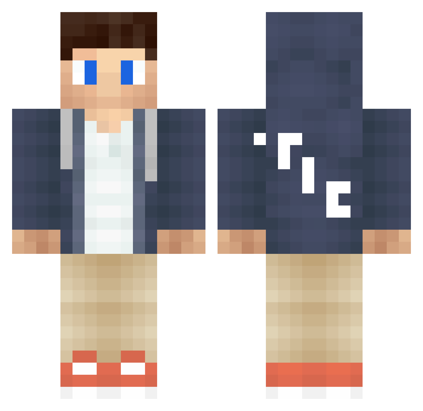 Storber Minecraft skin, front and back view