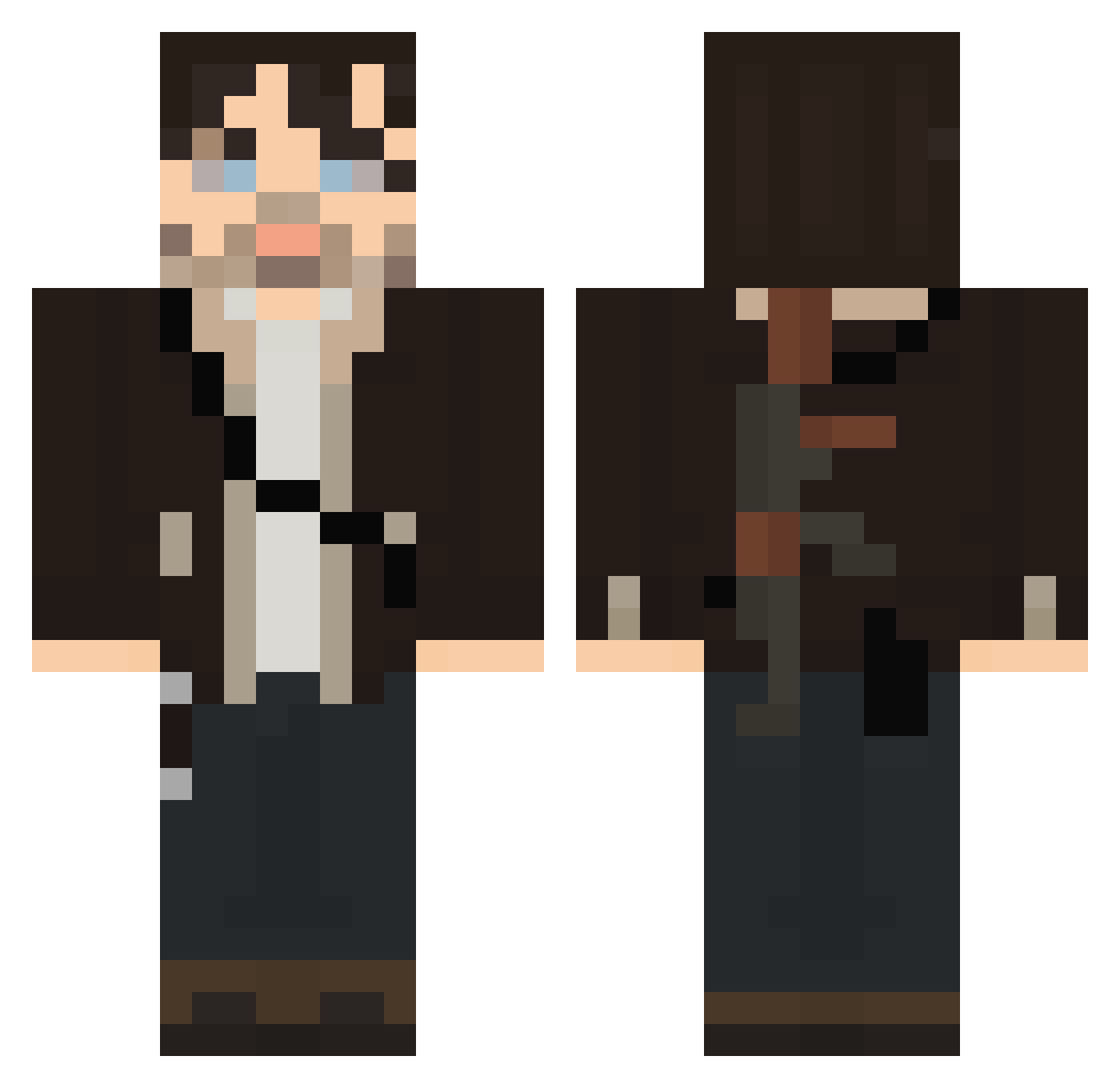 KolyLeColibri Minecraft skin, front and back view