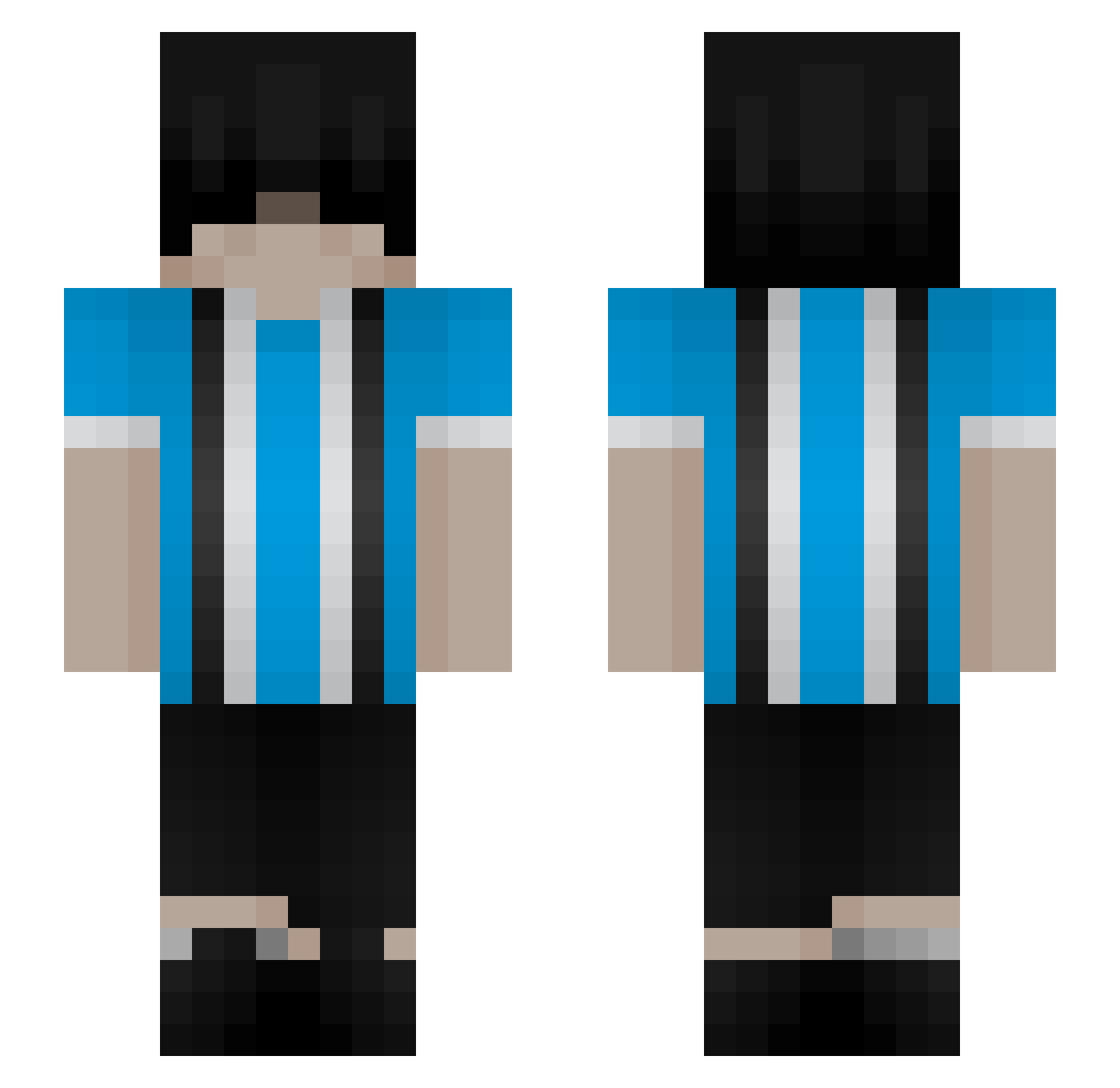 zeddlyPEGADINHAS Minecraft skin, front and back view