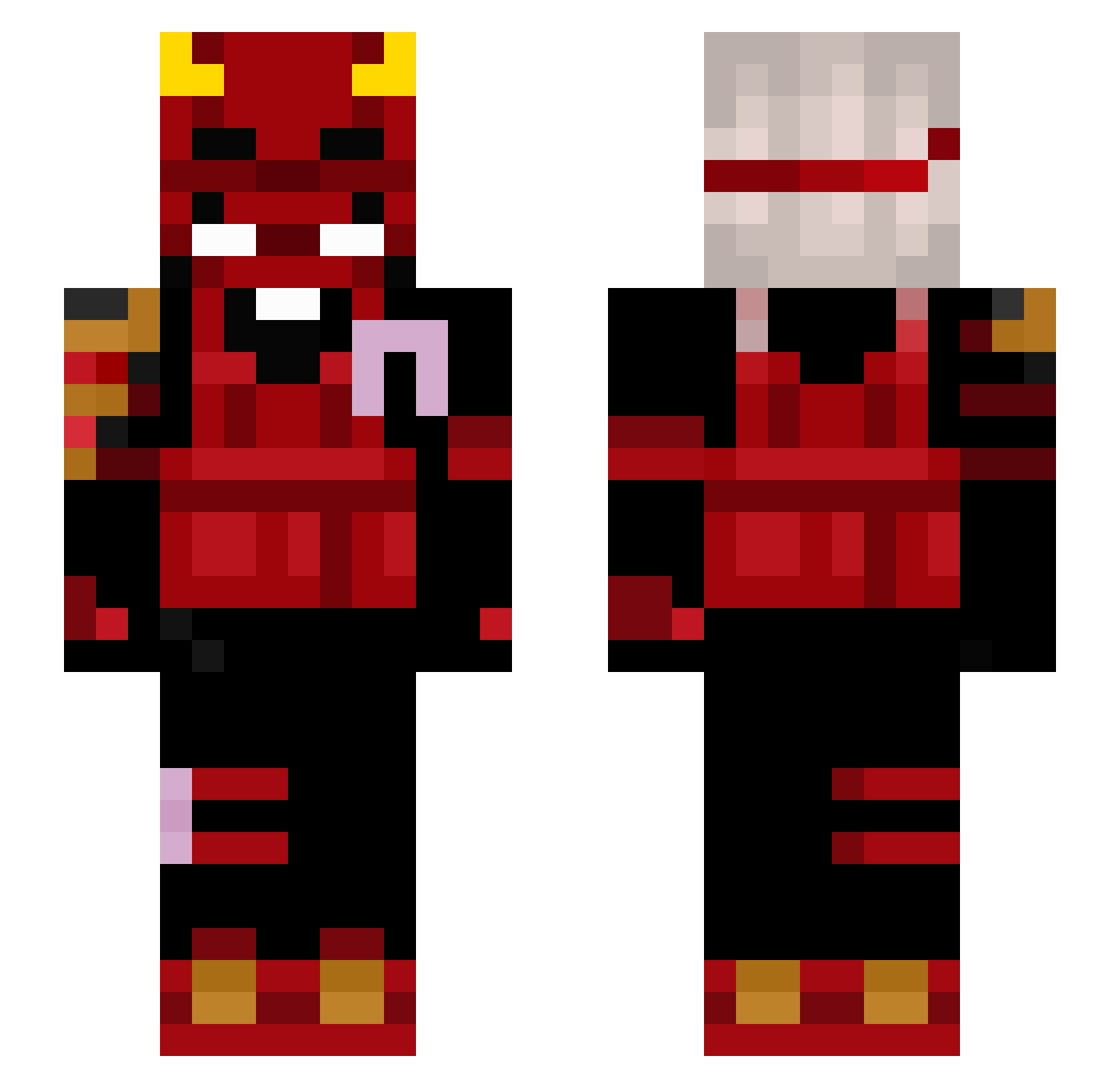 Yungin2x Minecraft skin, front and back view