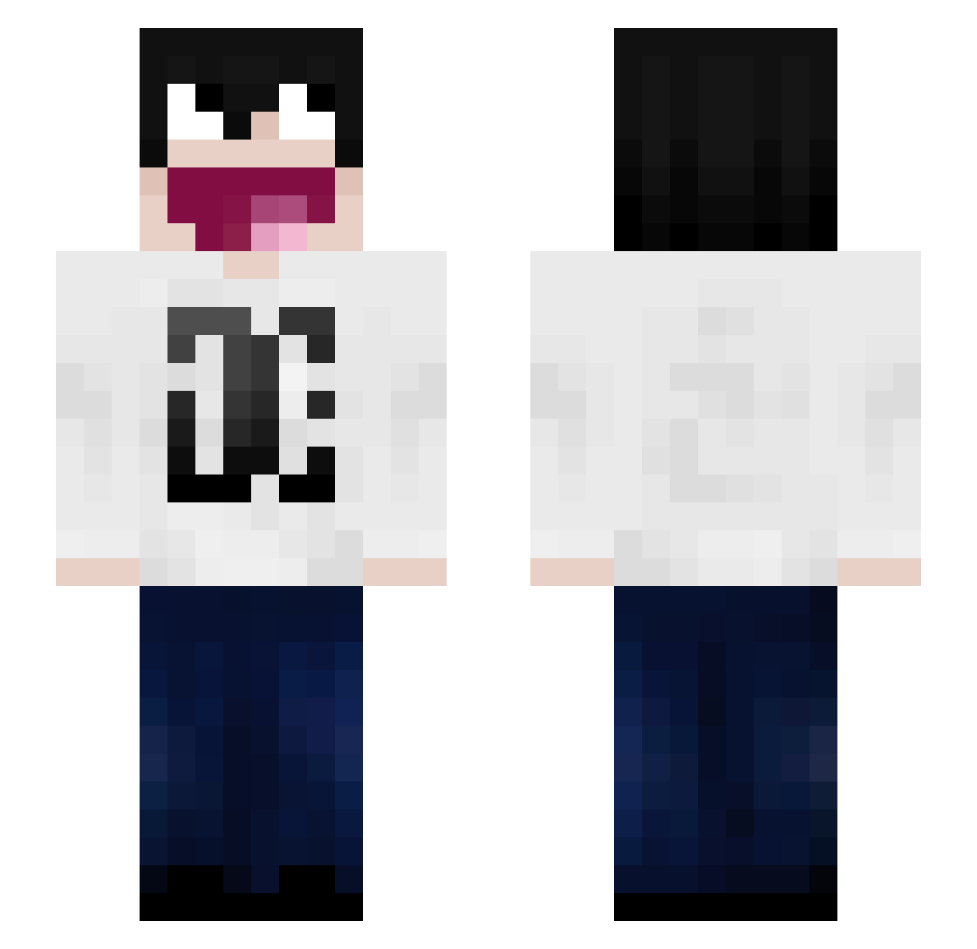 Vzrld Minecraft skin, front and back view