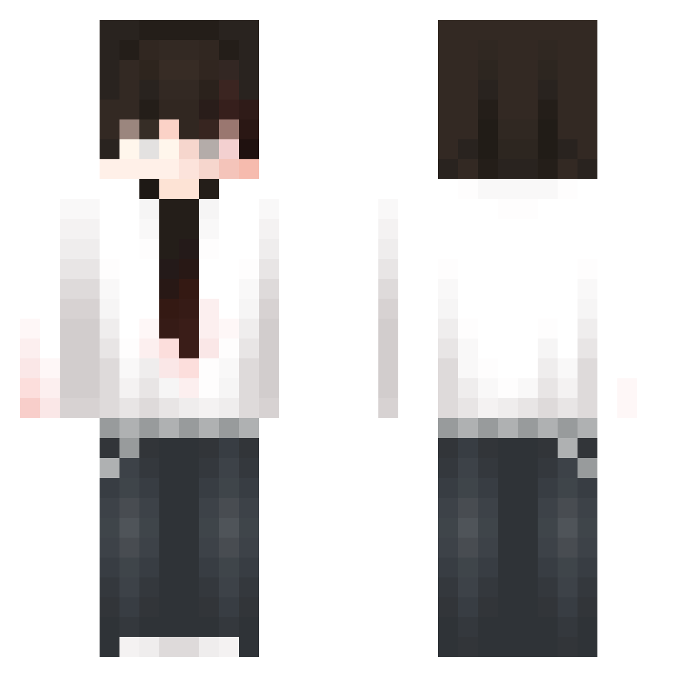 6RXA Minecraft skin, front and back view