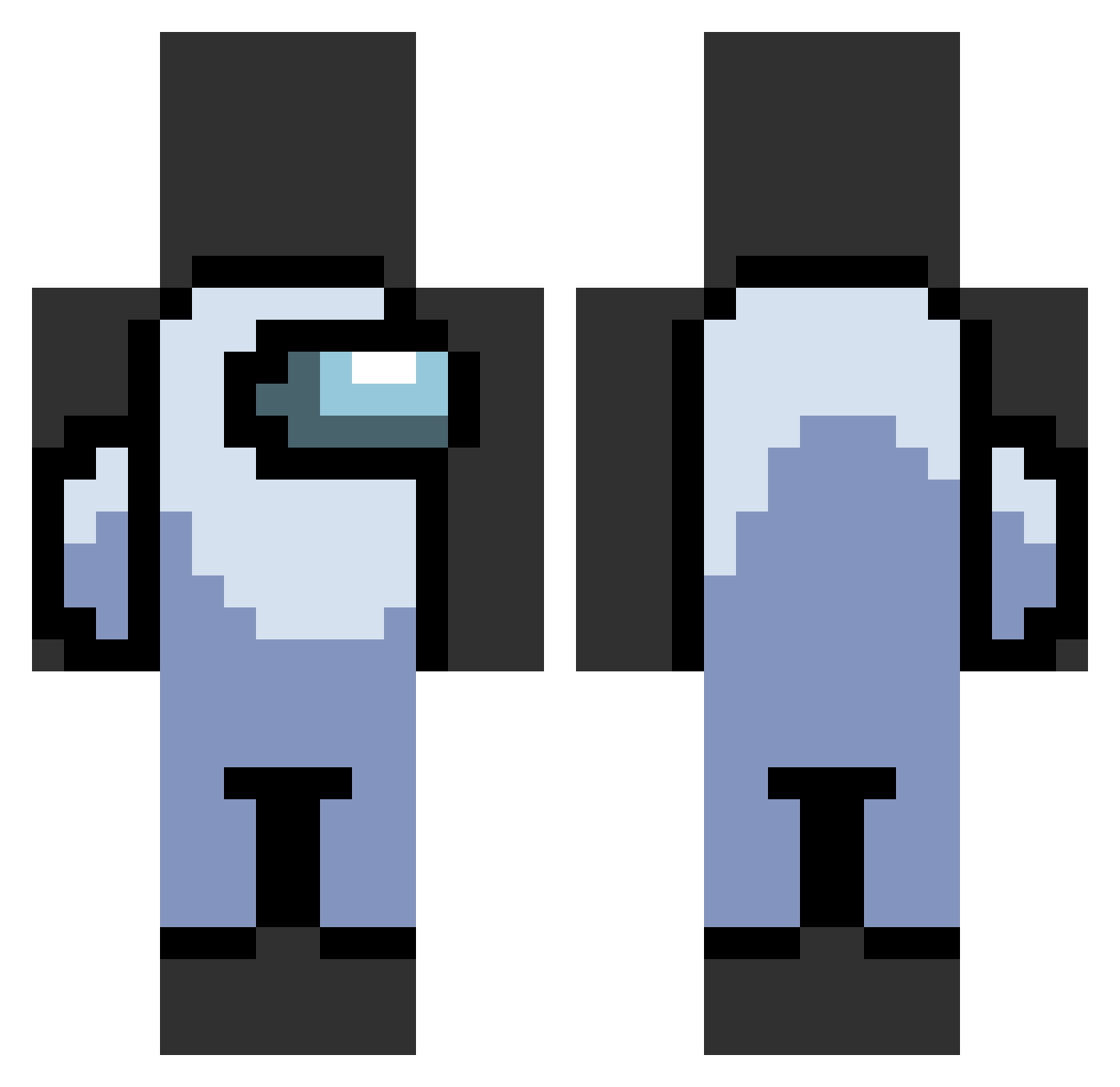 Rianloop Minecraft skin, front and back view