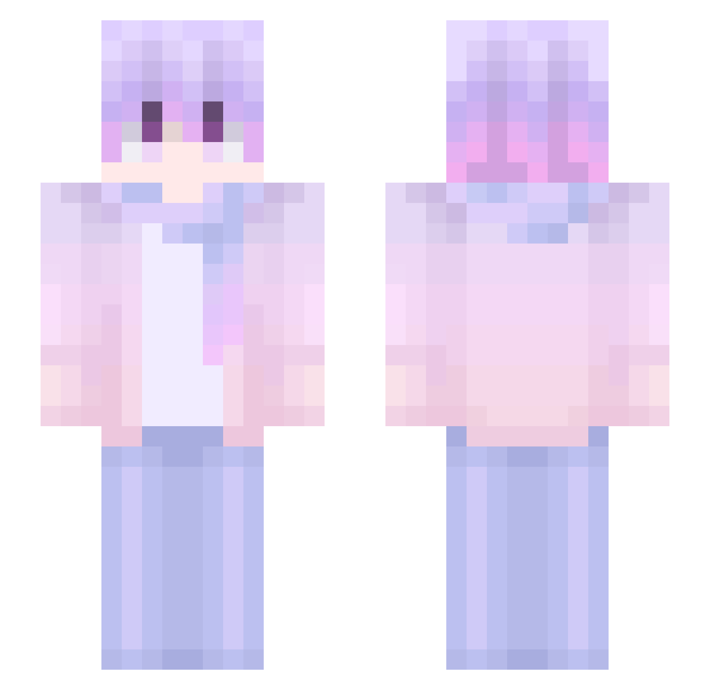 Tiannophil Minecraft skin, front and back view