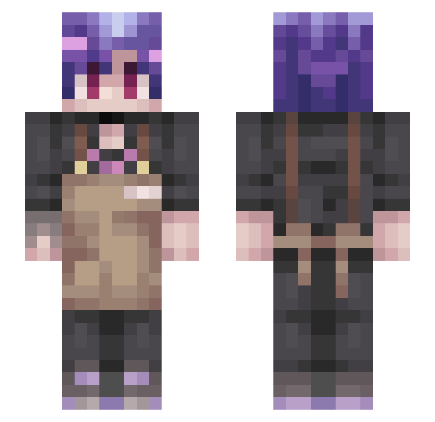 ily3k Minecraft skin, front and back view