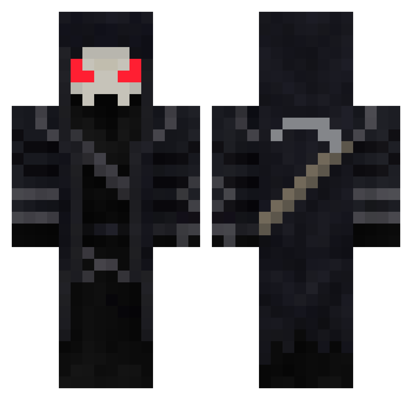 Tombstone107 Minecraft skin, front and back view