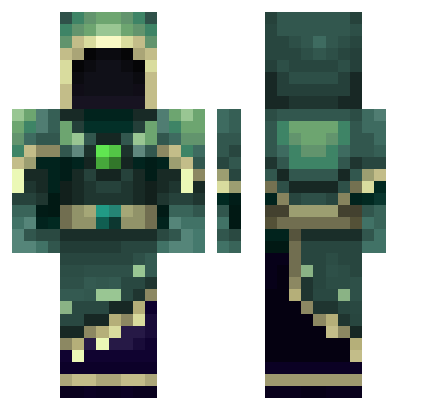 Jafle Minecraft skin, front and back view