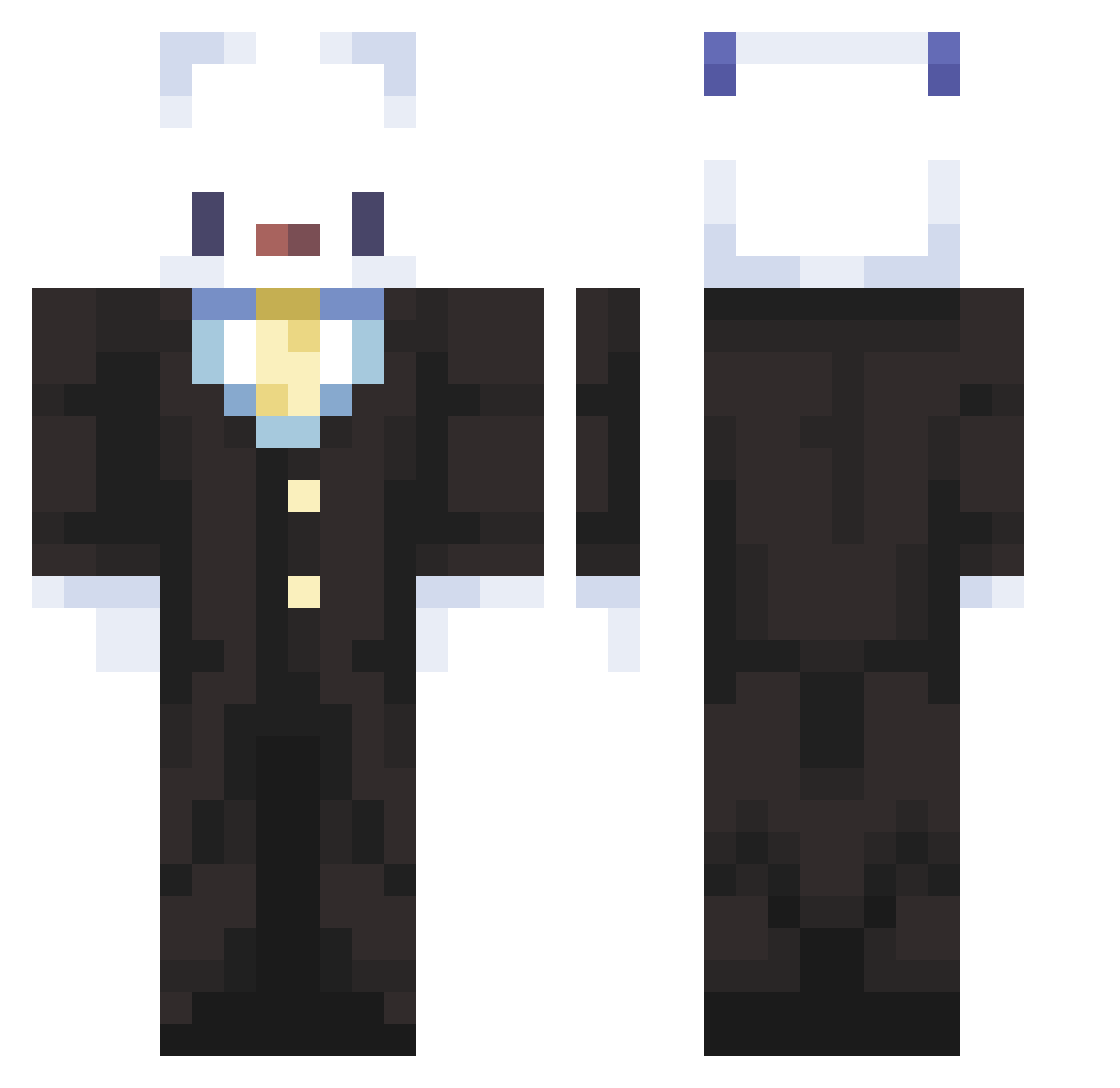 SilverEgg Minecraft skin, front and back view