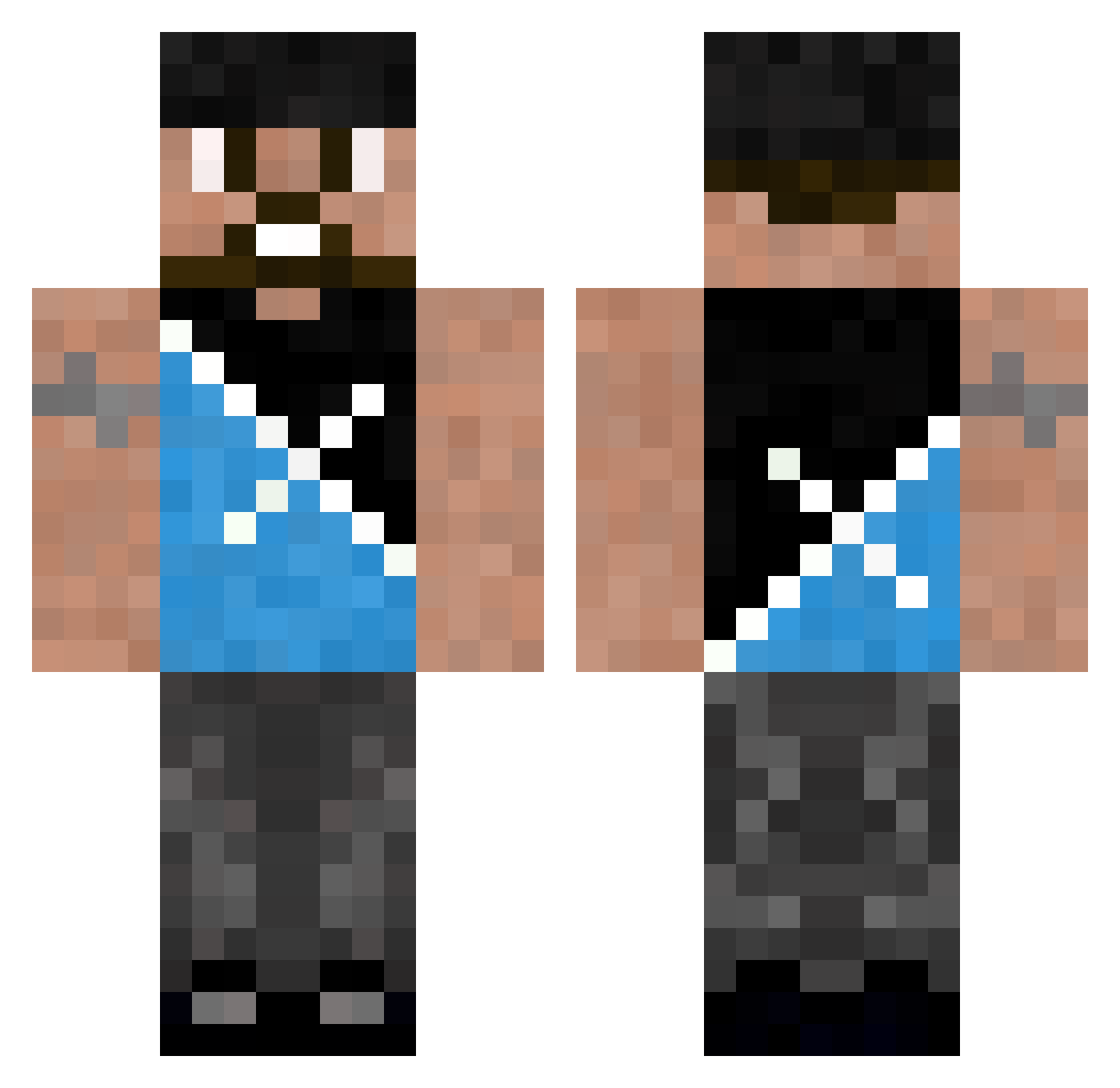 xBICKFORDx Minecraft skin, front and back view