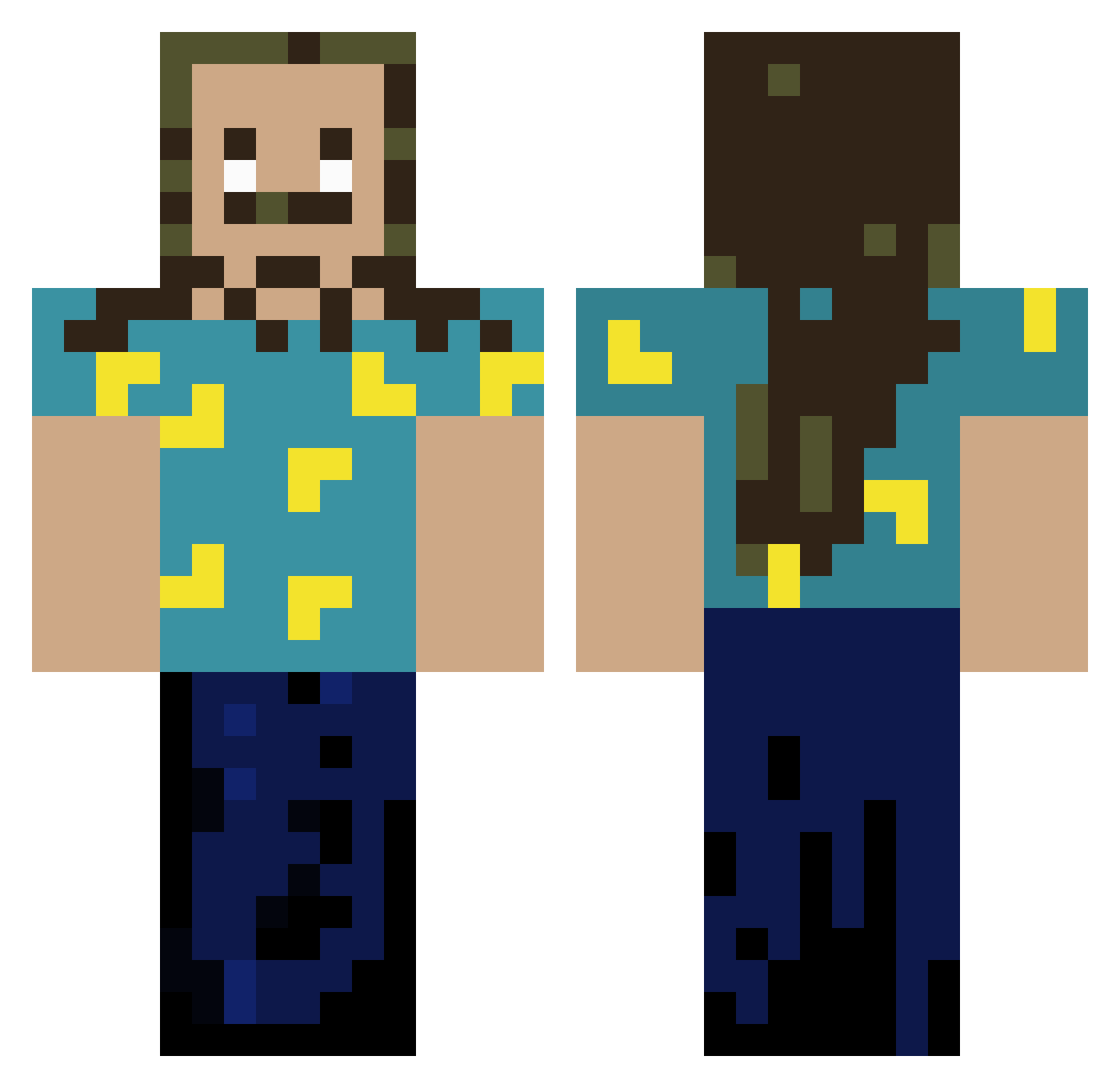 Darkxila Minecraft skin, front and back view