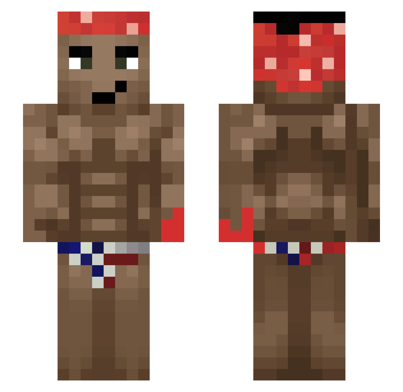 ItzKostek Minecraft skin, front and back view
