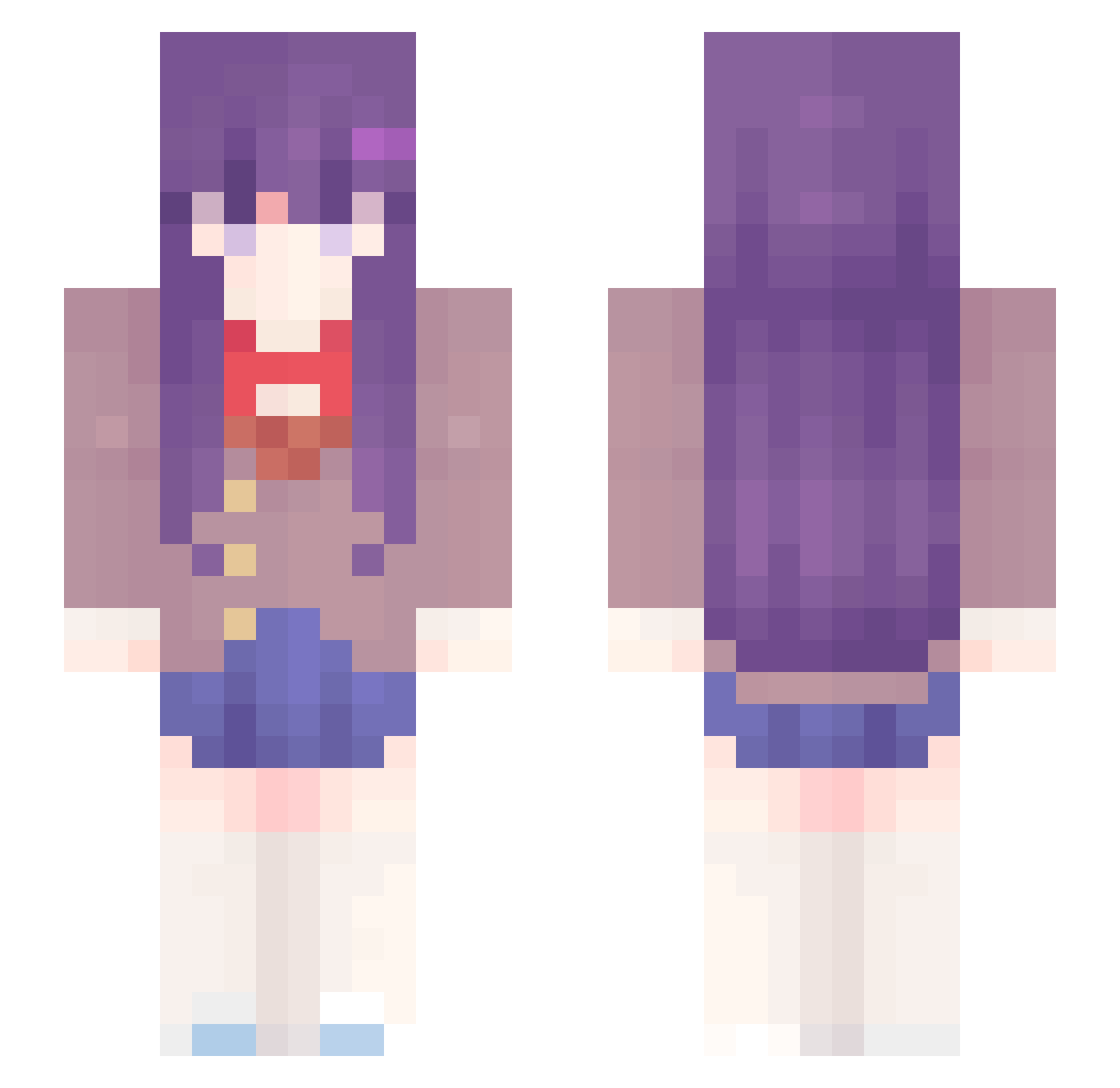 pzai Minecraft skin, front and back view